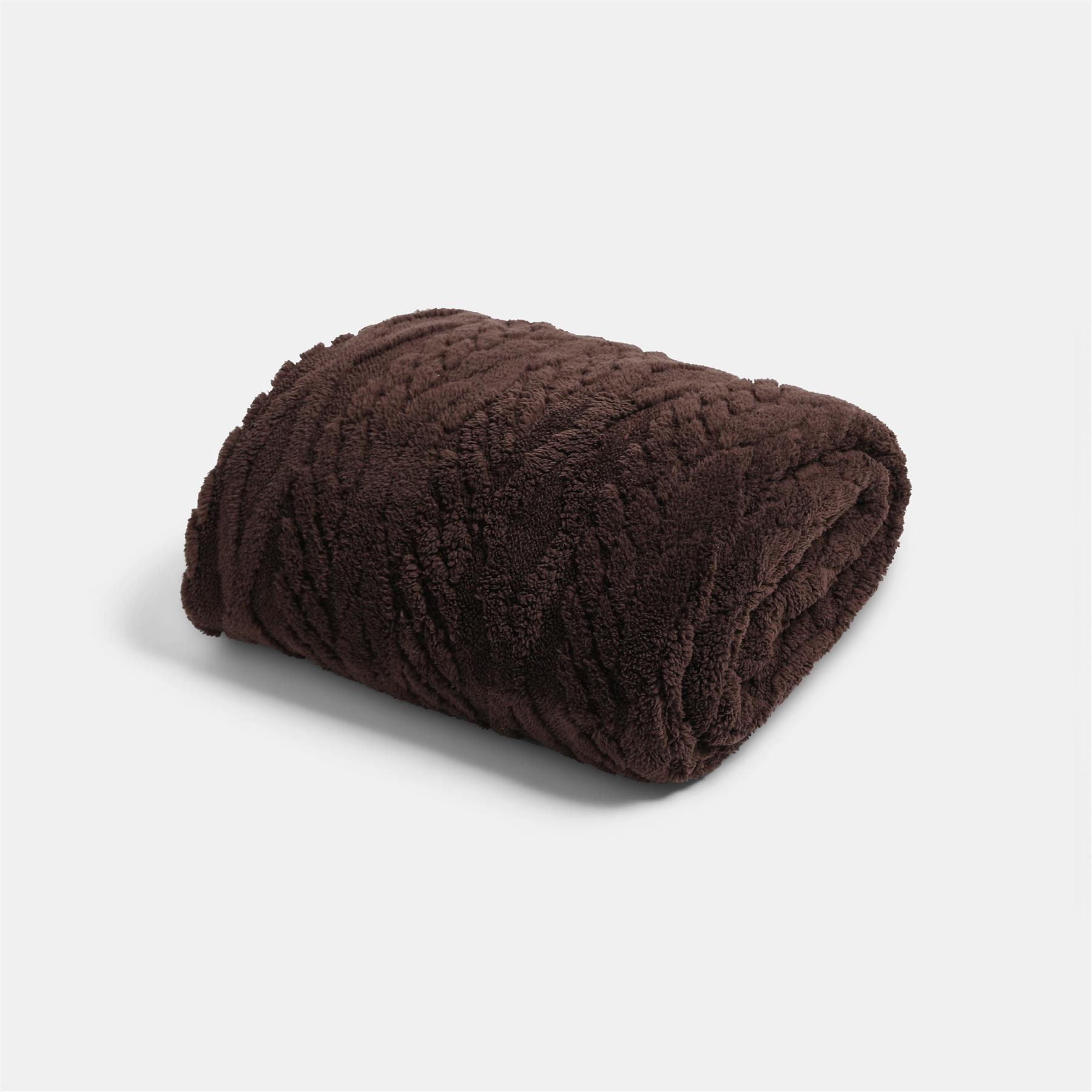 OHS Cable Knit Blanket Sherpa Fleece Sofa Plush Soft Warm Throw Over Bed Chair