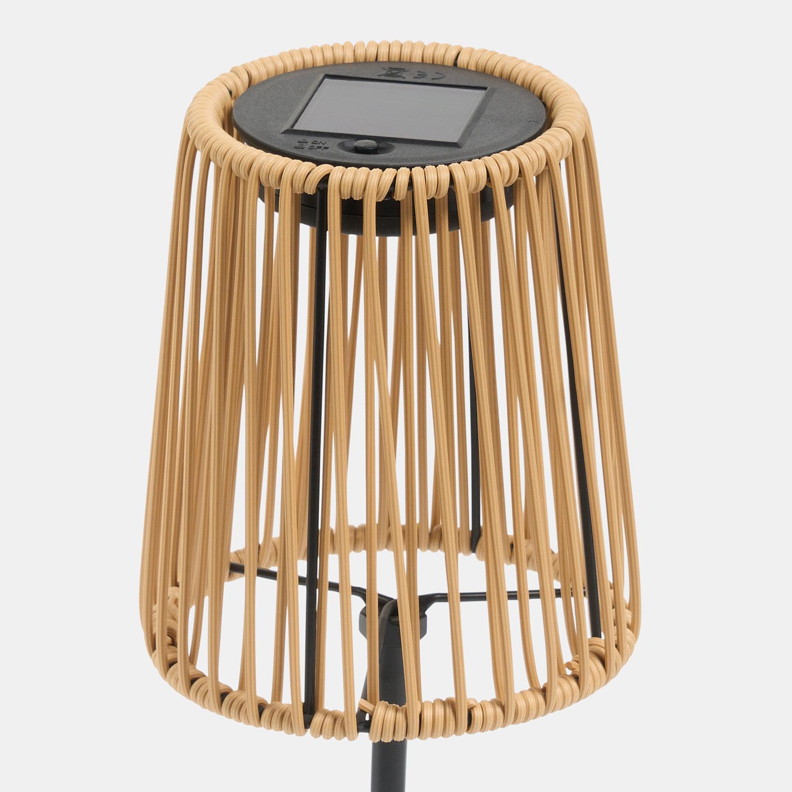 OHS Solar Table Lamp Rattan Cordless Outdoor Garden Light Dusk Sensor