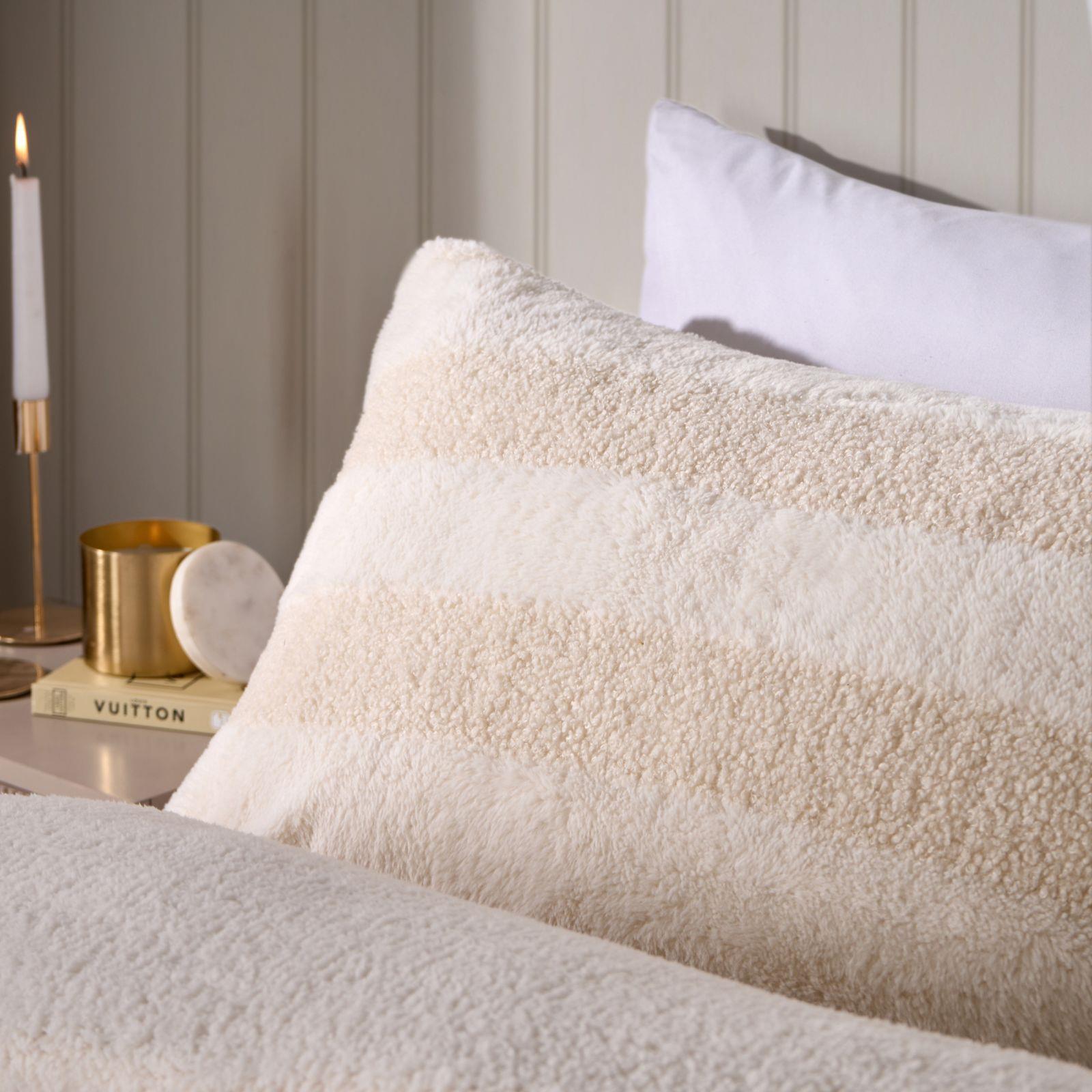 OHS Tufted Boucle Stripe Duvet Cover with Pillowcase Thermal Winter Bedding Set