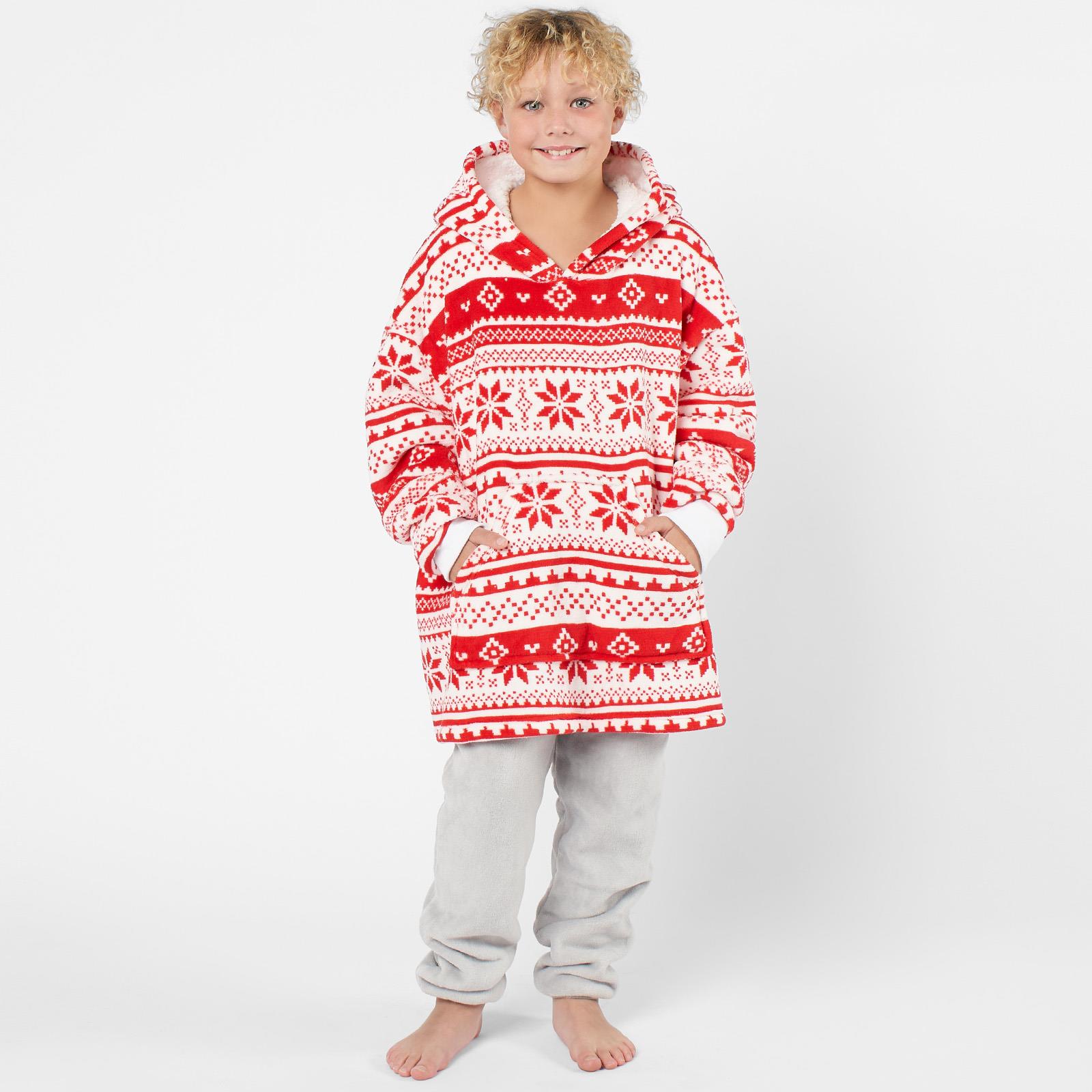 Kids Hoodie Blanket Oversized Sherpa Fleece Jumper Sweatshirt Soft Warm Throw - Picture 139 of 169