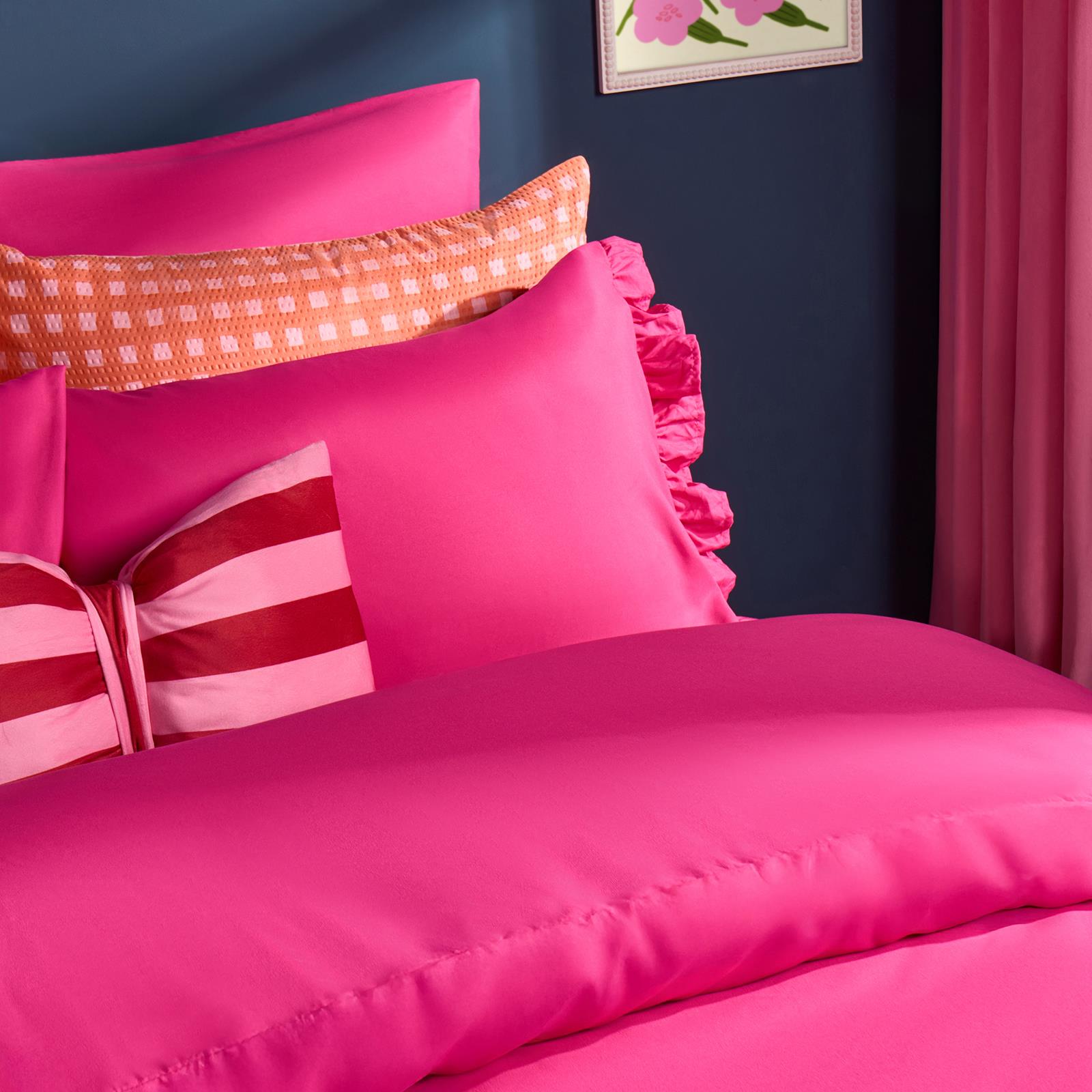 OHS Frill Edge Bedding Set Microfibre Decor Duvet Cover with Pillowcase
