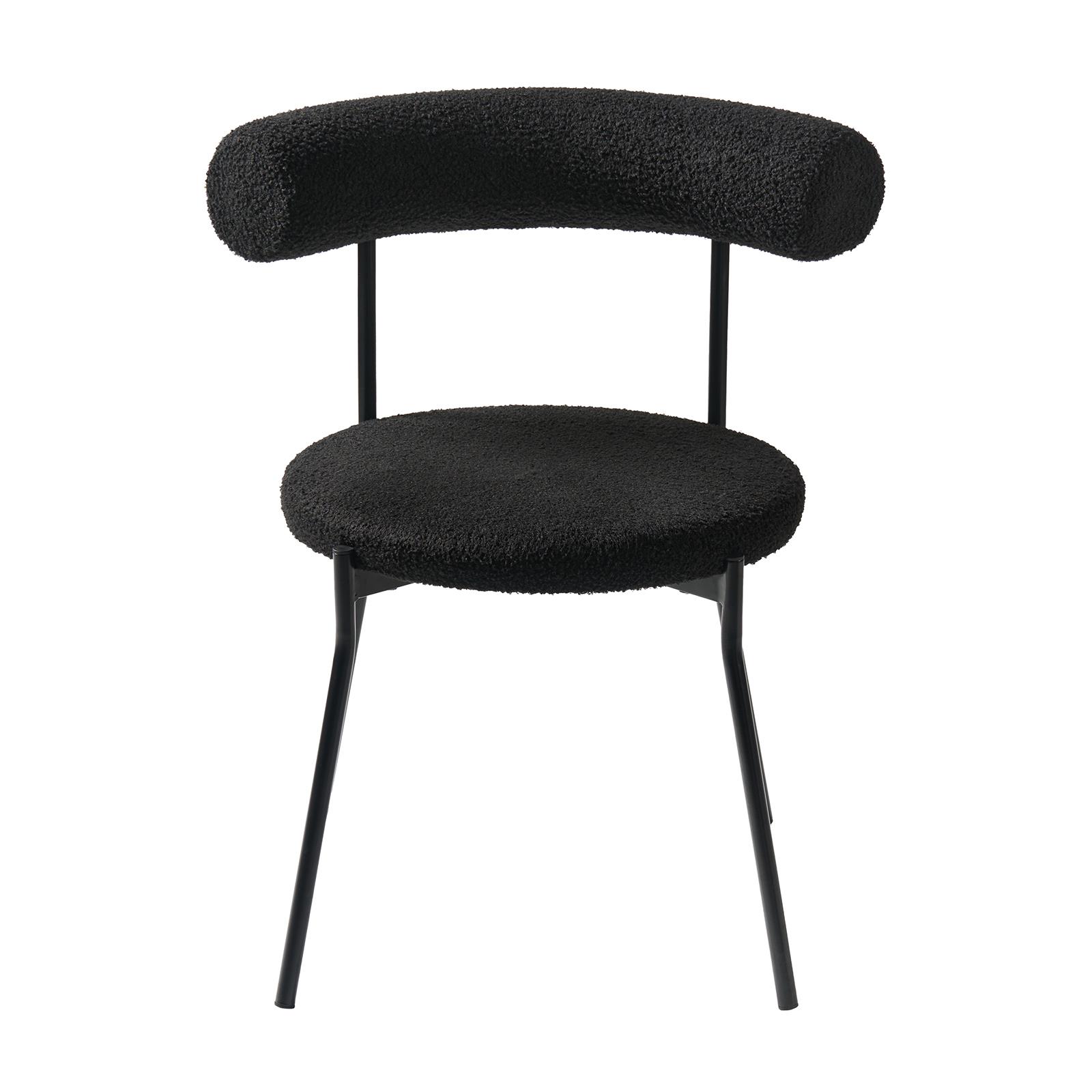 OHS Boucle Dining Chair with Metal Legs Modern Upholstered Kitchen Chair