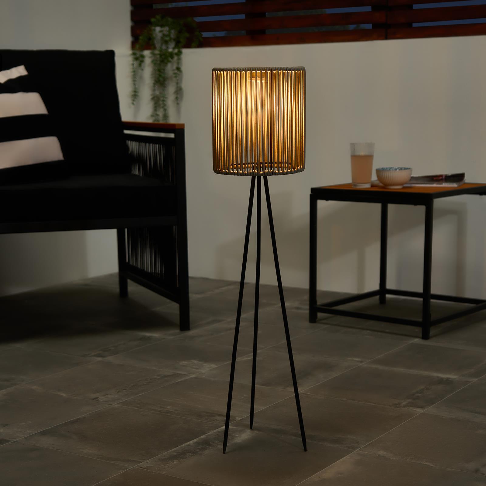 OHS Solar Floor Lamp Rattan Cordless Outdoor Garden Light Dusk Sensor