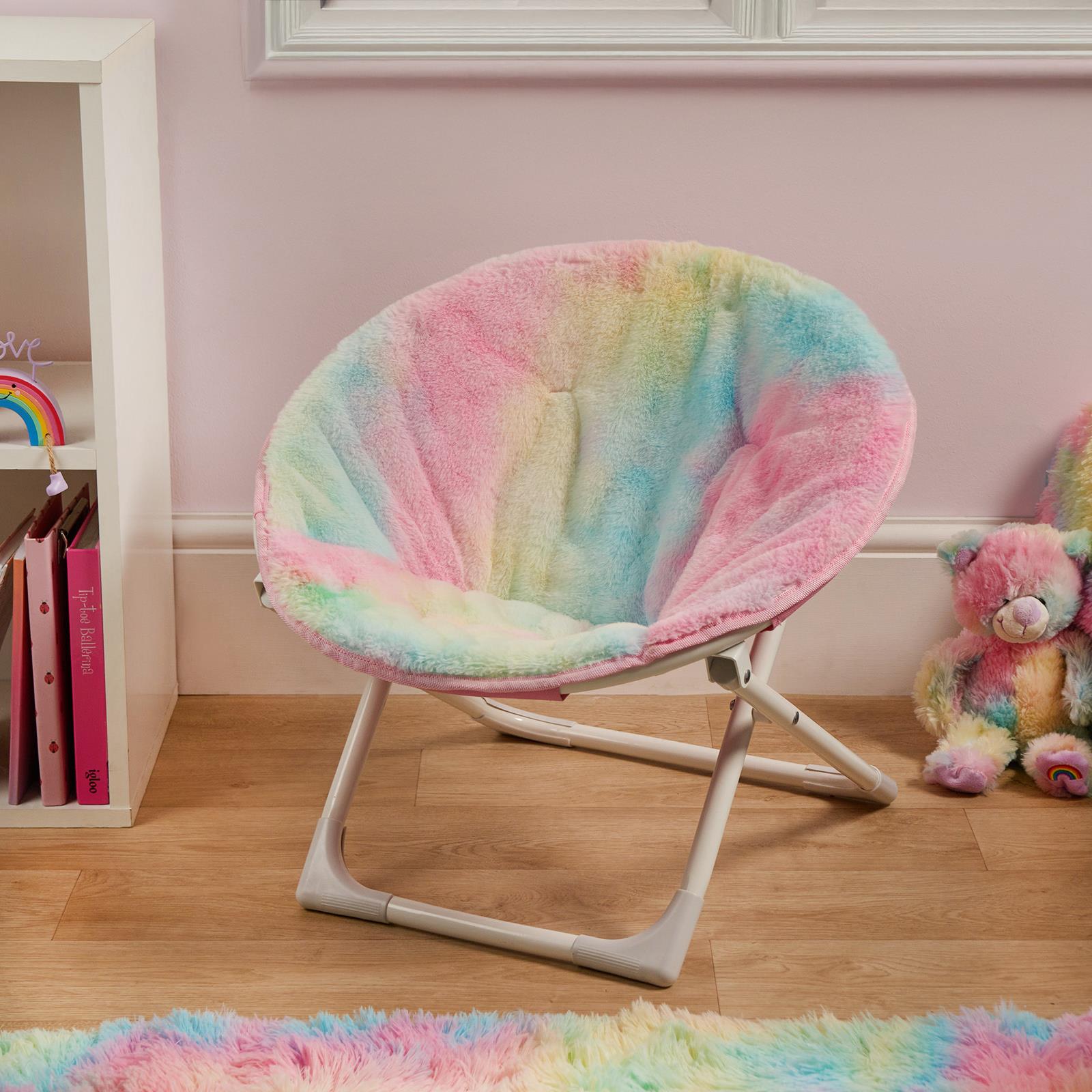 OHS Tie Dye Folding Chair Round Moon Garden Outdoor Bedroom Folding Picnic Seat