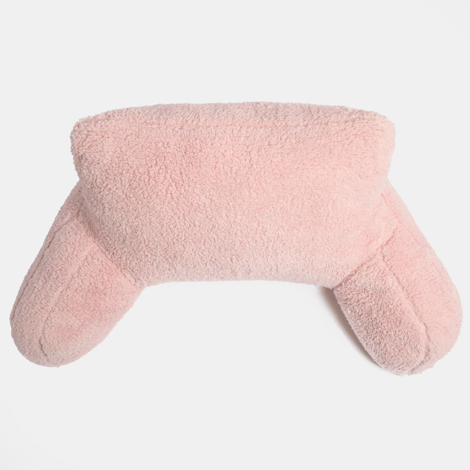 Teddy Fleece Bed Reading Cushion Pillow with Arms Lumbar Chair Back Rest Support - Picture 15 of 59