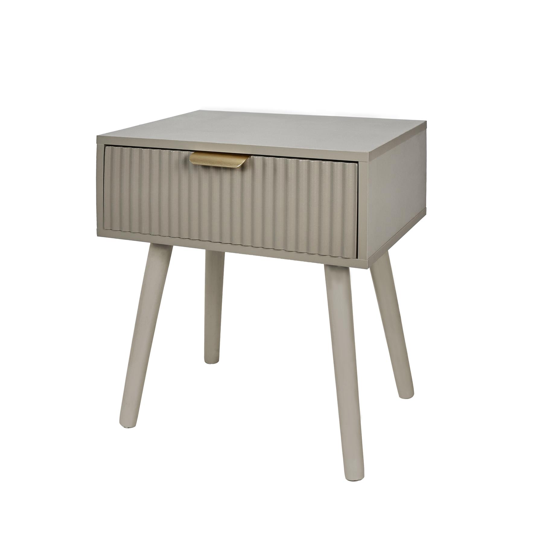 OHS Ribbed Bedside Nightstand 1 Drawer Storage Unit Wooden End Table