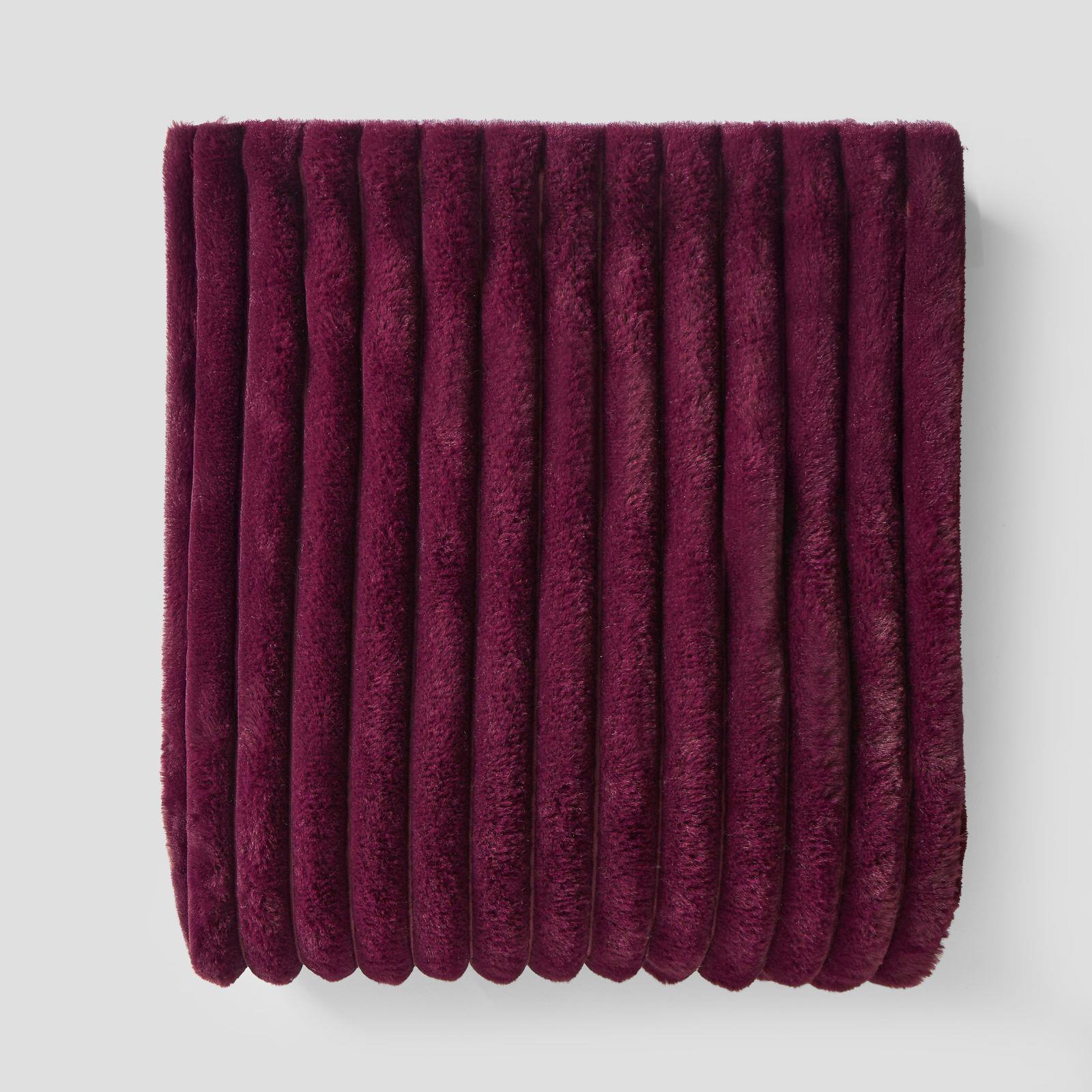 OHS Faux Fur Ribbed Fleece Throw Over Bed Blanket Warm Supersoft