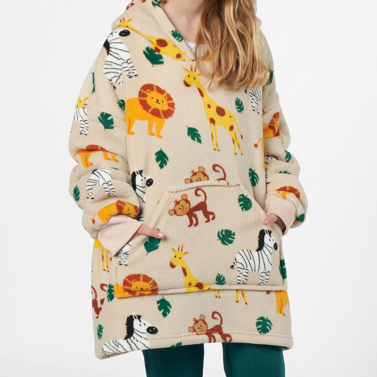 Kids Hoodie Blanket Oversized Sherpa Fleece Jumper Sweatshirt Soft Warm Throw - Picture 71 of 169