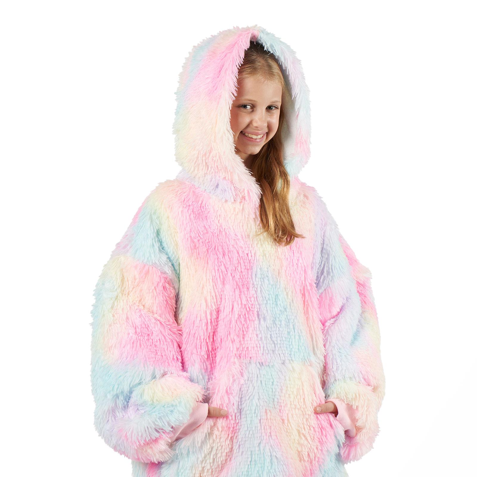 Kids Hoodie Blanket Oversized Sherpa Fleece Jumper Sweatshirt Soft Warm Throw - Picture 62 of 169