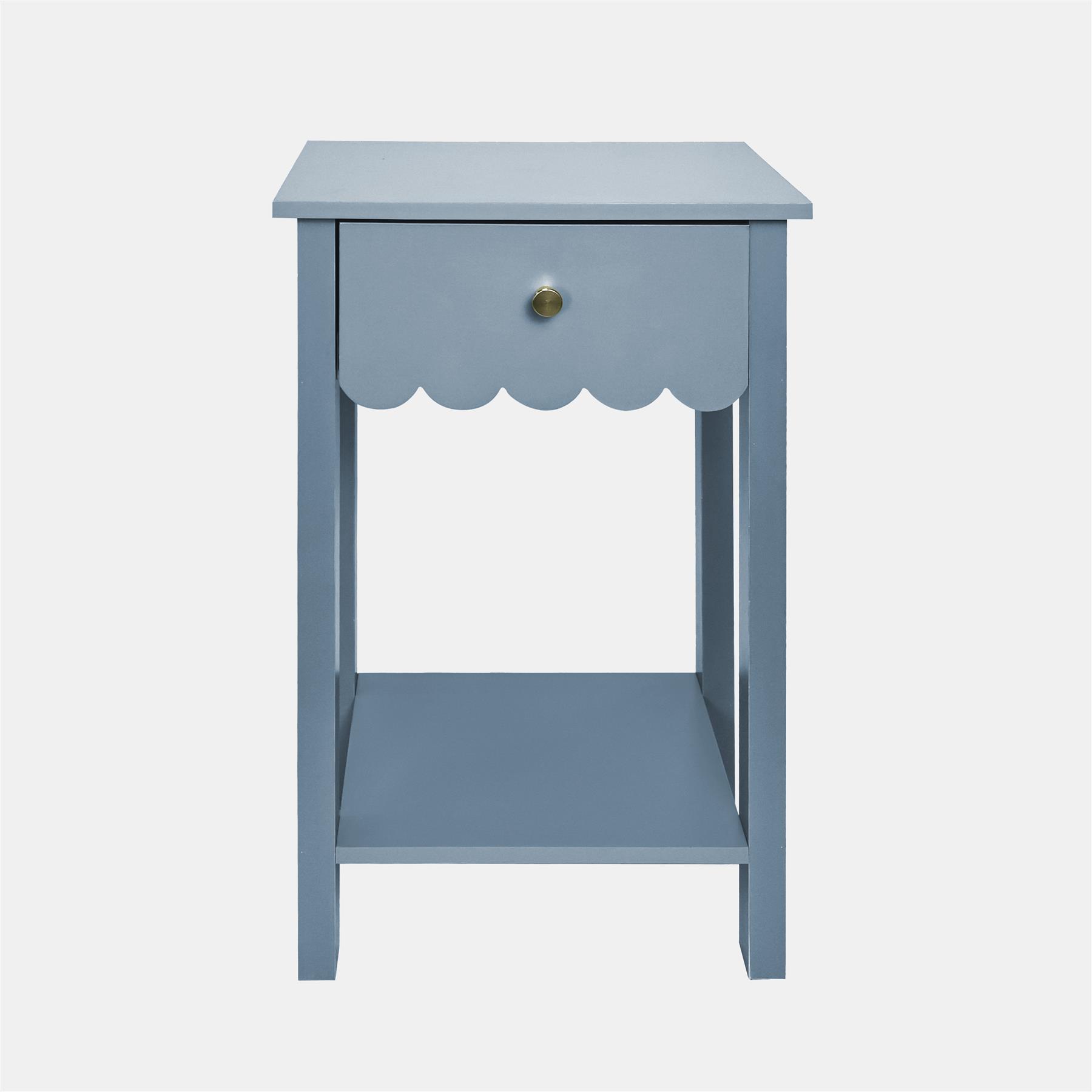 OHS Scallop Bedside Wood Nightstand 1 Drawer Storage Unit End Table Home Decor