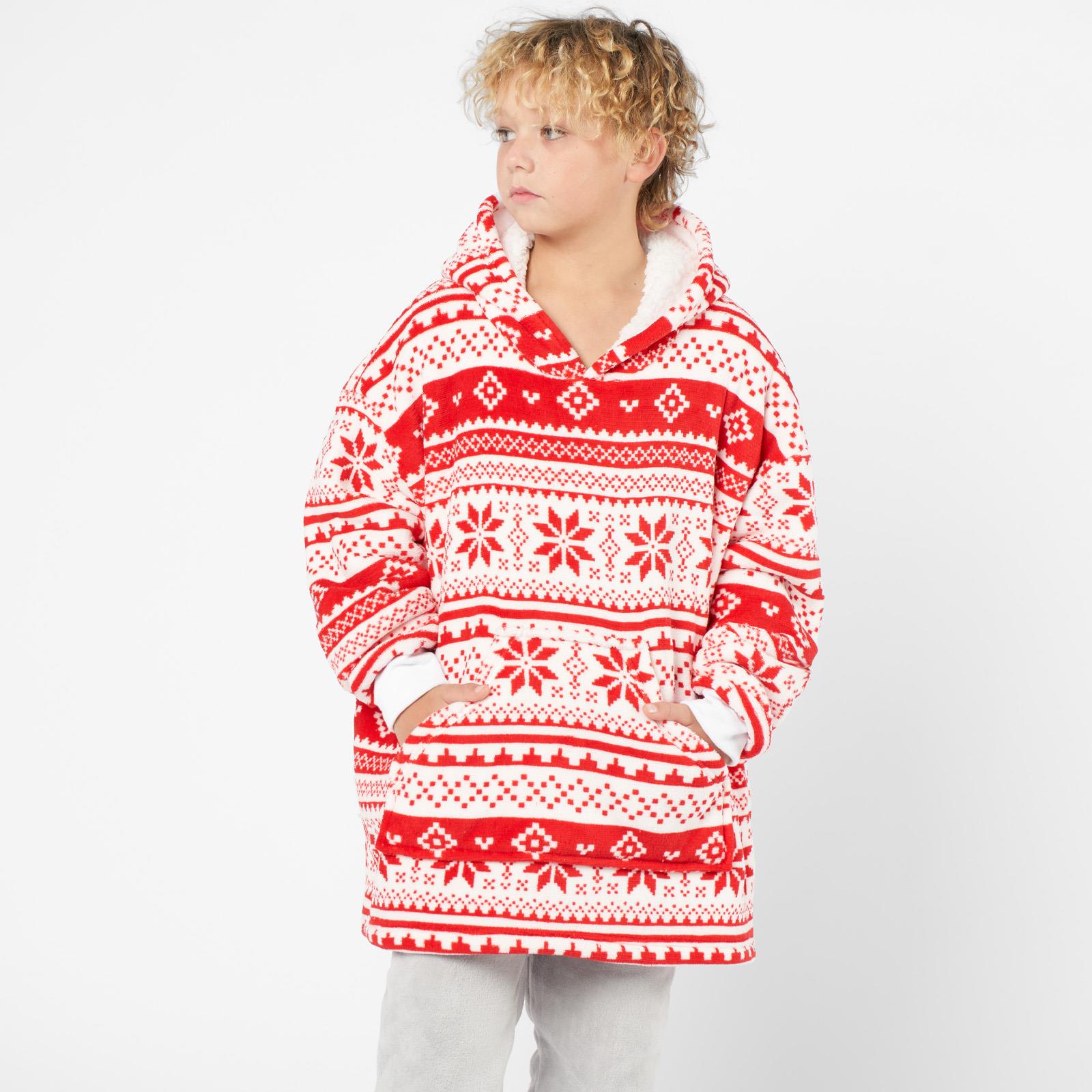 Kids Hoodie Blanket Oversized Sherpa Fleece Jumper Sweatshirt Soft Warm Throw - Picture 142 of 169