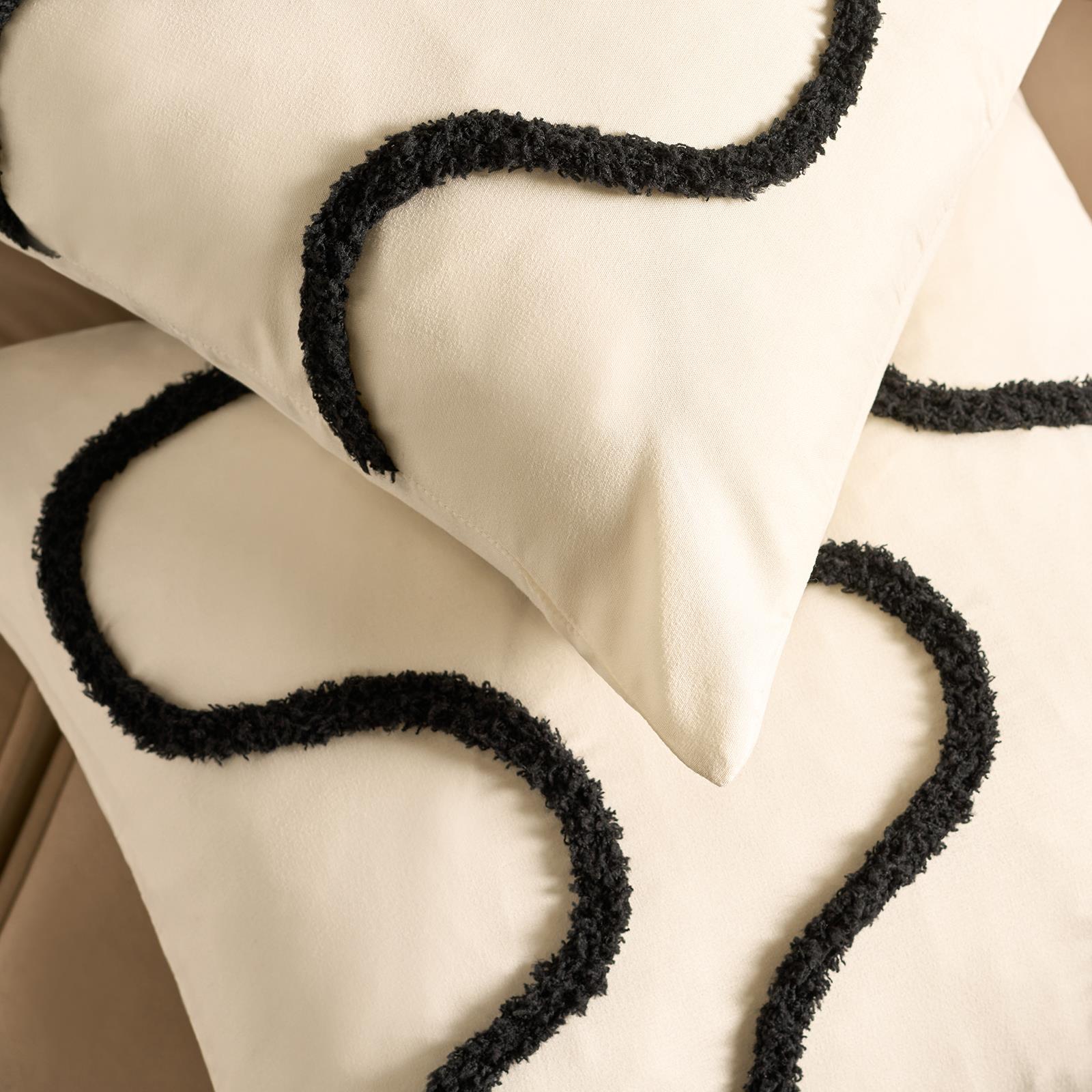 OHS Tufted Waves Cushion Covers 2 Pack Decorative Square Pillowcases