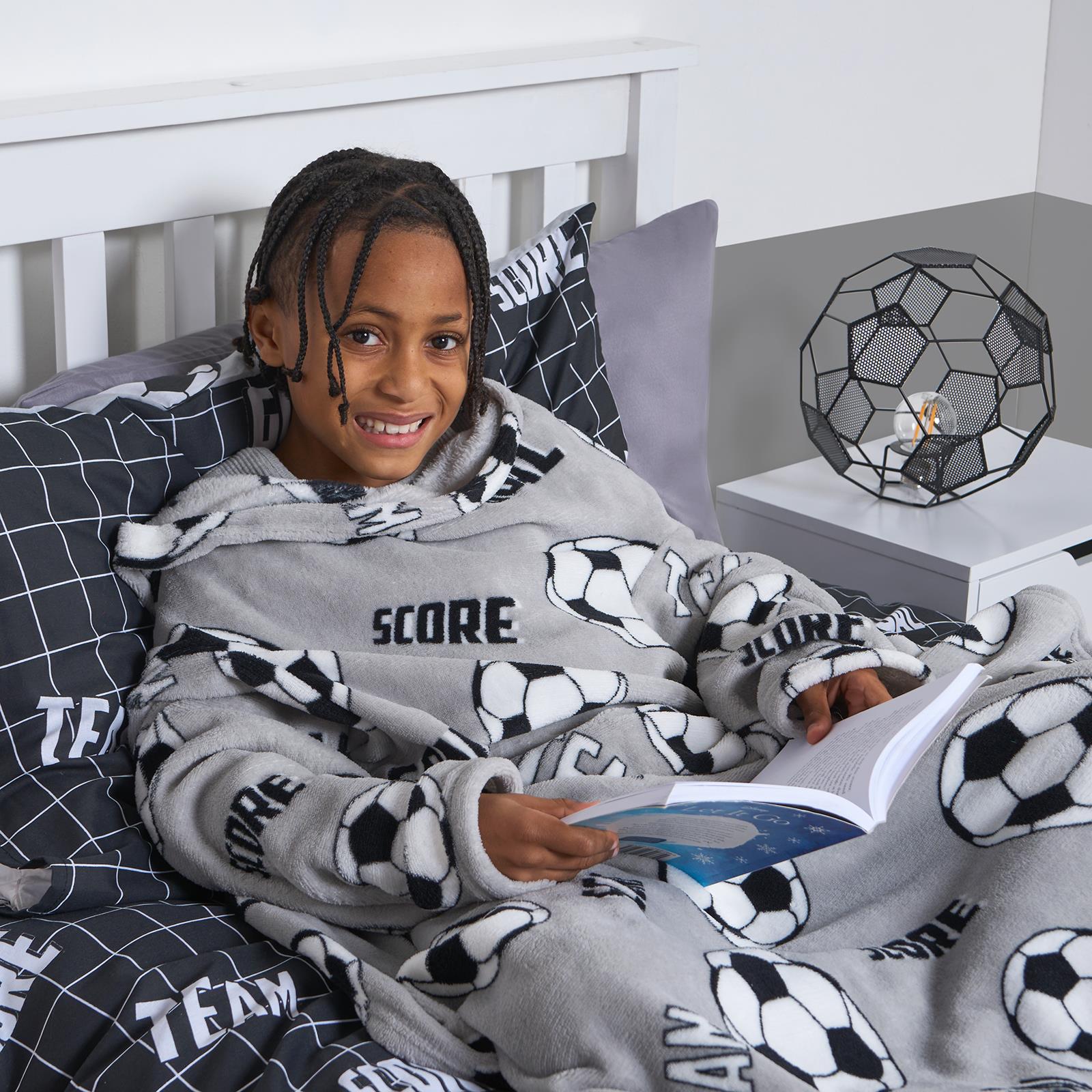 Kids Fleece Blanket with Sleeves Arms Wearable Supersoft Cosy Plush Warm Throw