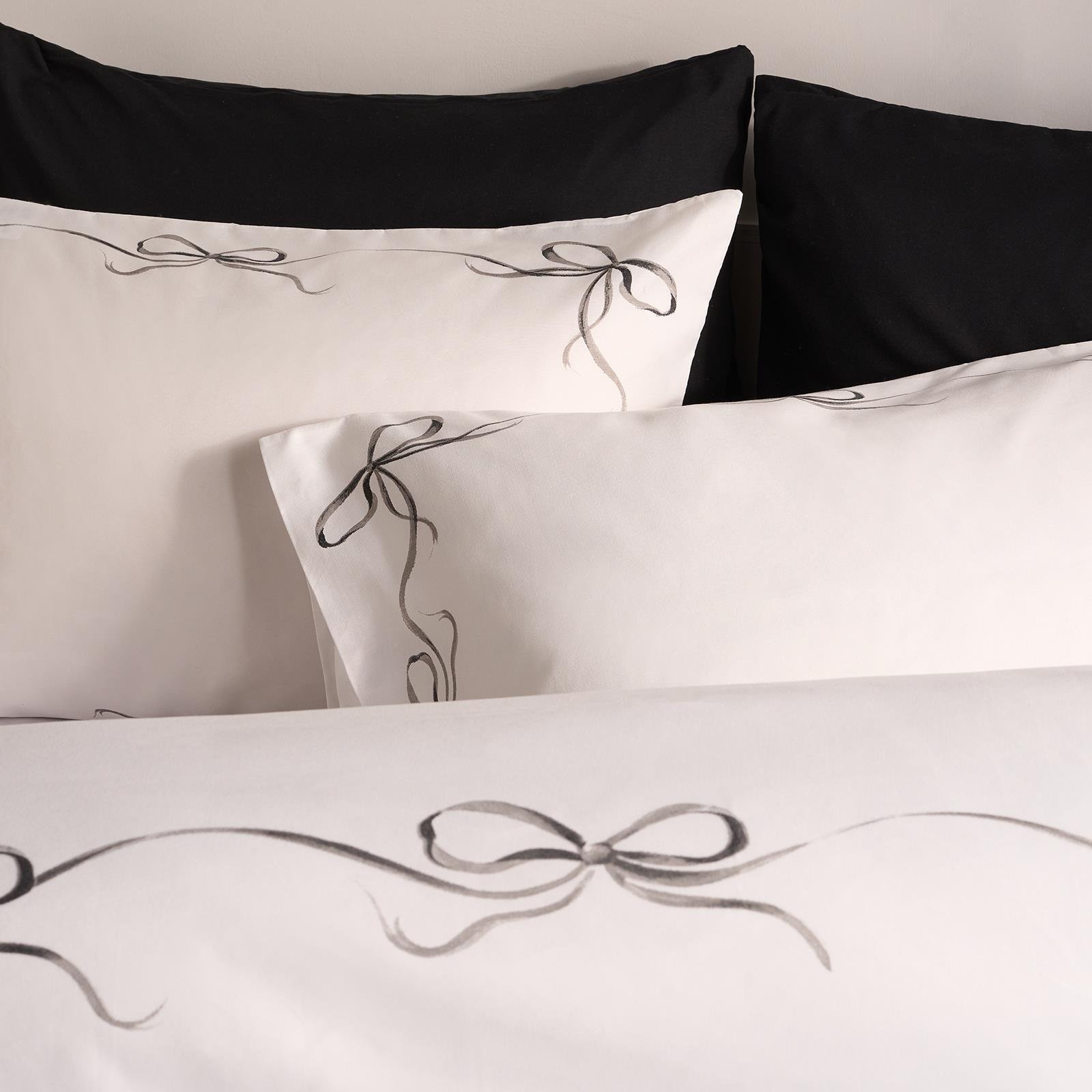 OHS Bow Border Bedding Set Microfibre Print Duvet Cover with Pillowcase