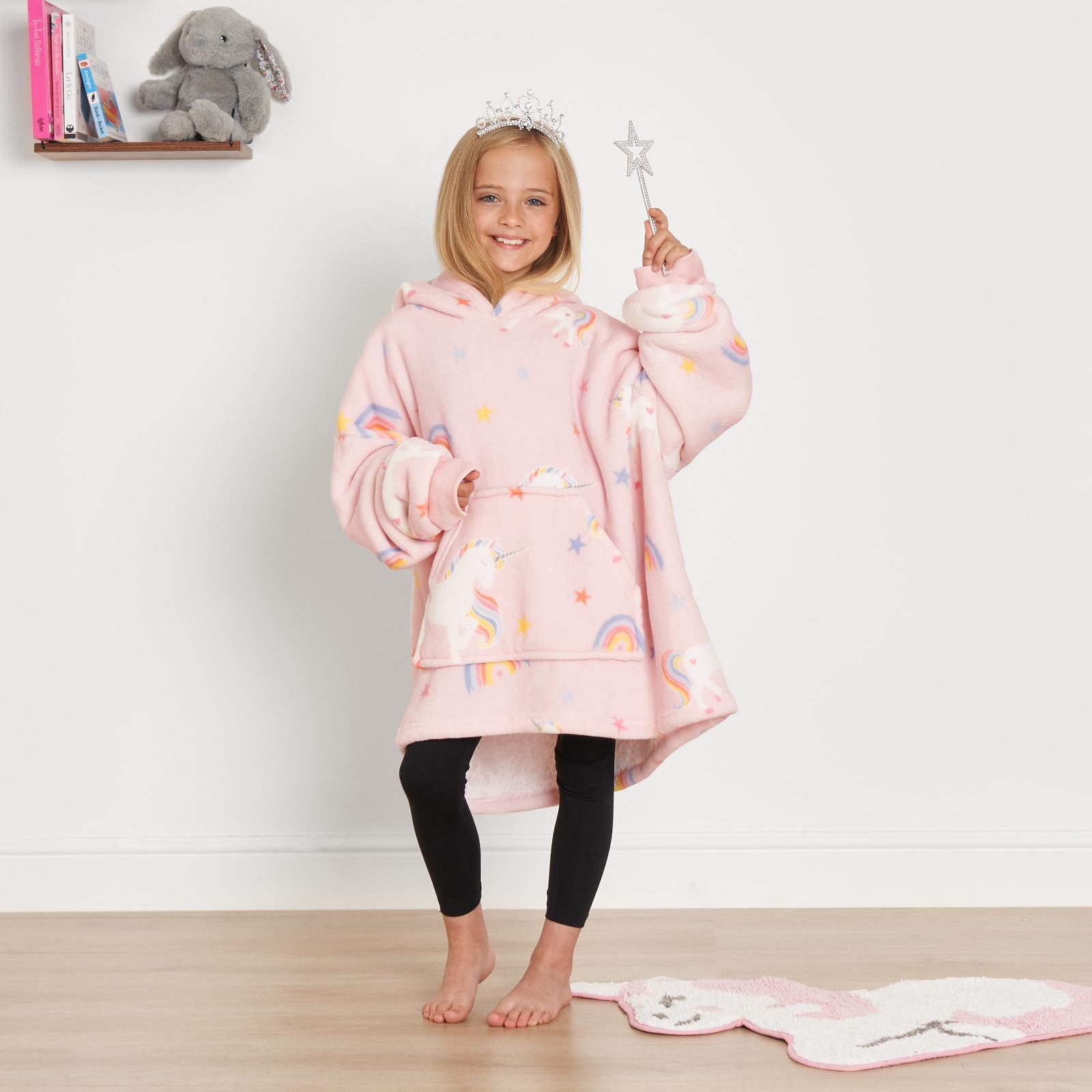 Kids Hoodie Blanket Oversized Sherpa Fleece Jumper Sweatshirt Soft Warm Throw - Picture 119 of 169