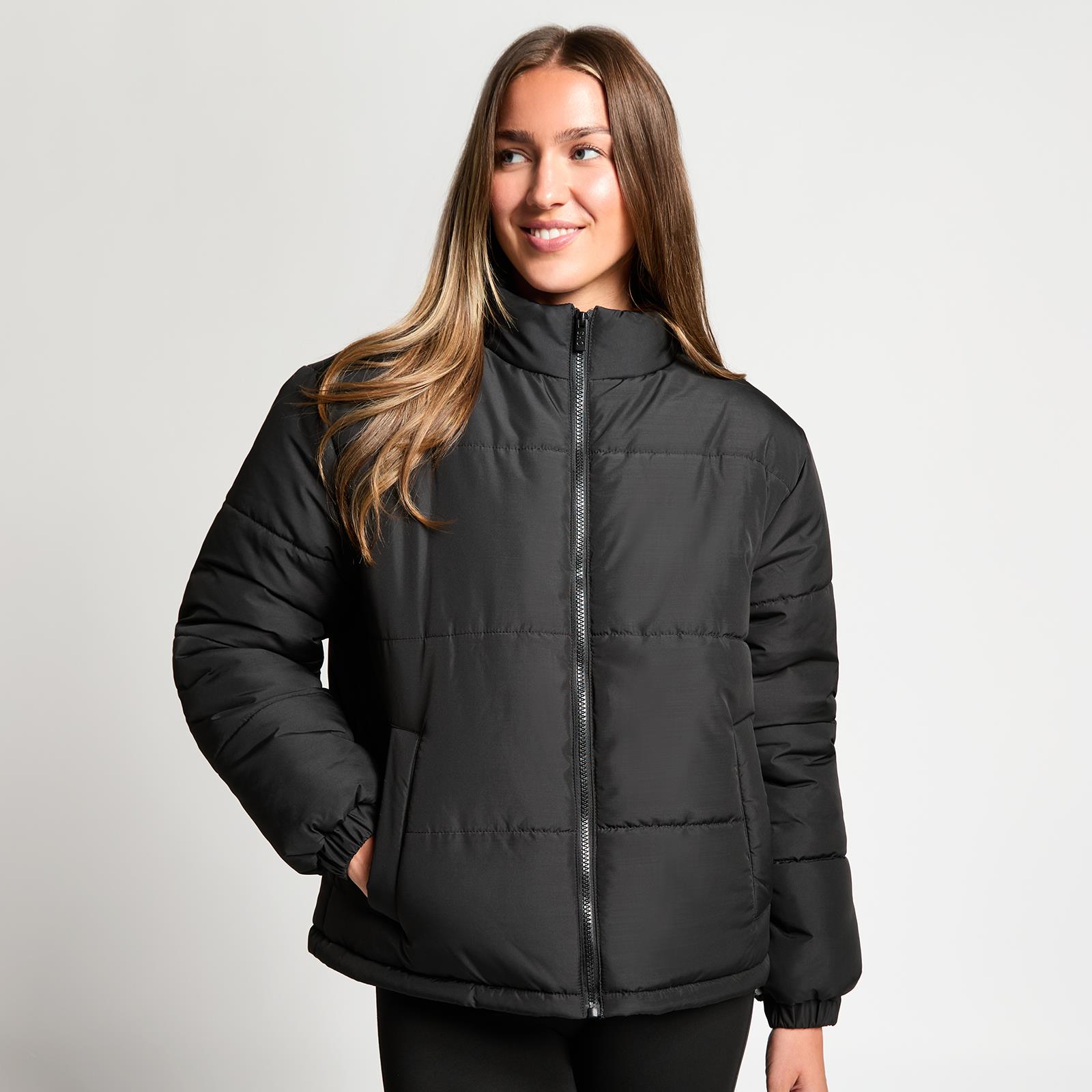 OHS Puffer Jacket Windproof Padded Winter Outerwear Cropped Zip Coat Hiking
