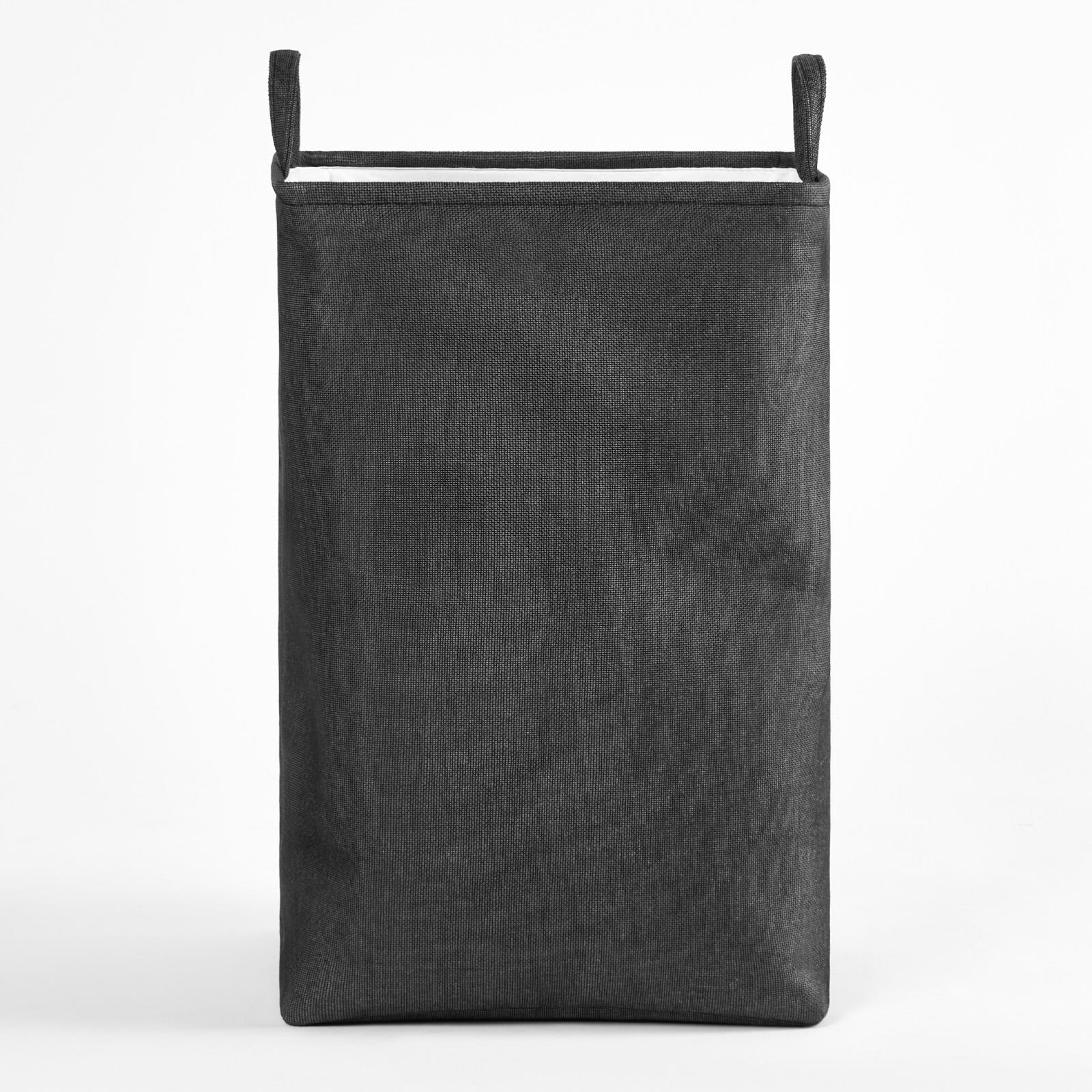 Laundry Basket Bag Foldable Drawstring Clothes Bin Organiser Faux Linen Handles