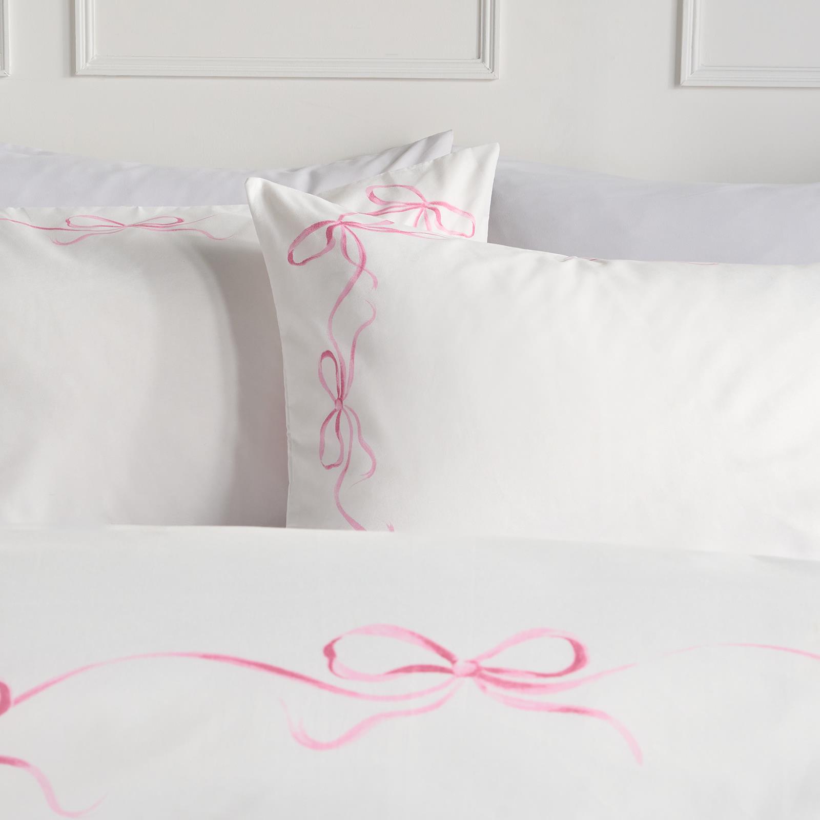 OHS Bow Border Bedding Set Microfibre Print Duvet Cover with Pillowcase