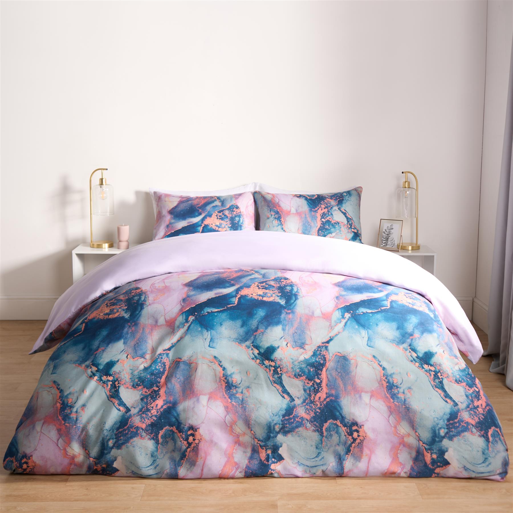 OHS Marble Bedding Set Reversible Duvet Cover with Pillowcase Single Double King