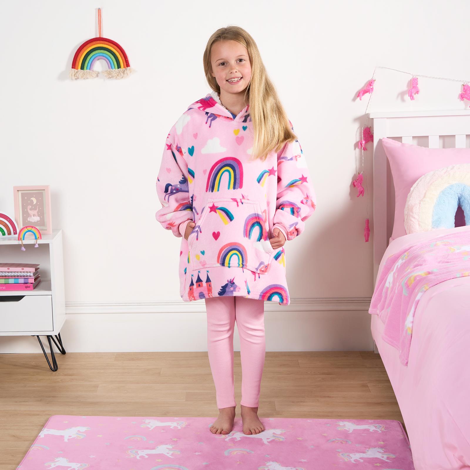 Kids Hoodie Blanket Oversized Sherpa Fleece Jumper Sweatshirt Soft Warm Throw - Picture 108 of 169