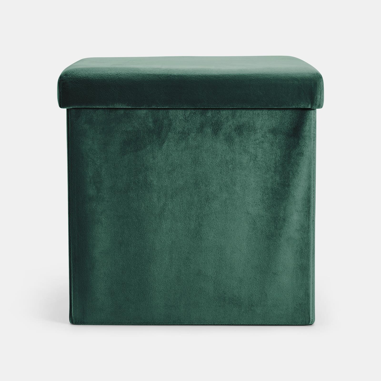 OHS Folding Ottoman Storage Box Footstool Tub Space Saving Velvet Seat