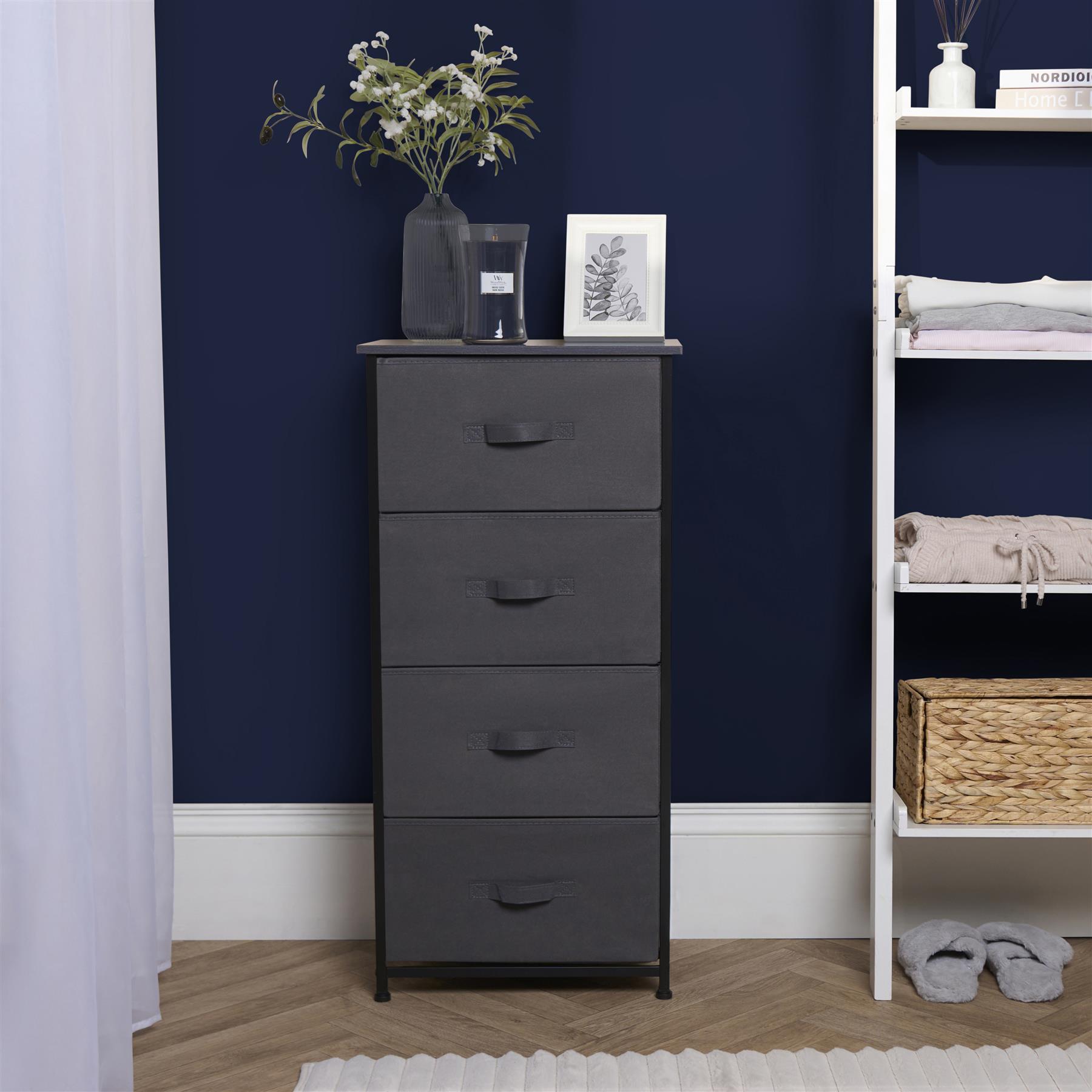 Fabric Cabinet Bedside 2/3/4 Drawers Storage Unit Clothes Shoes Home Organiser - Picture 85 of 94
