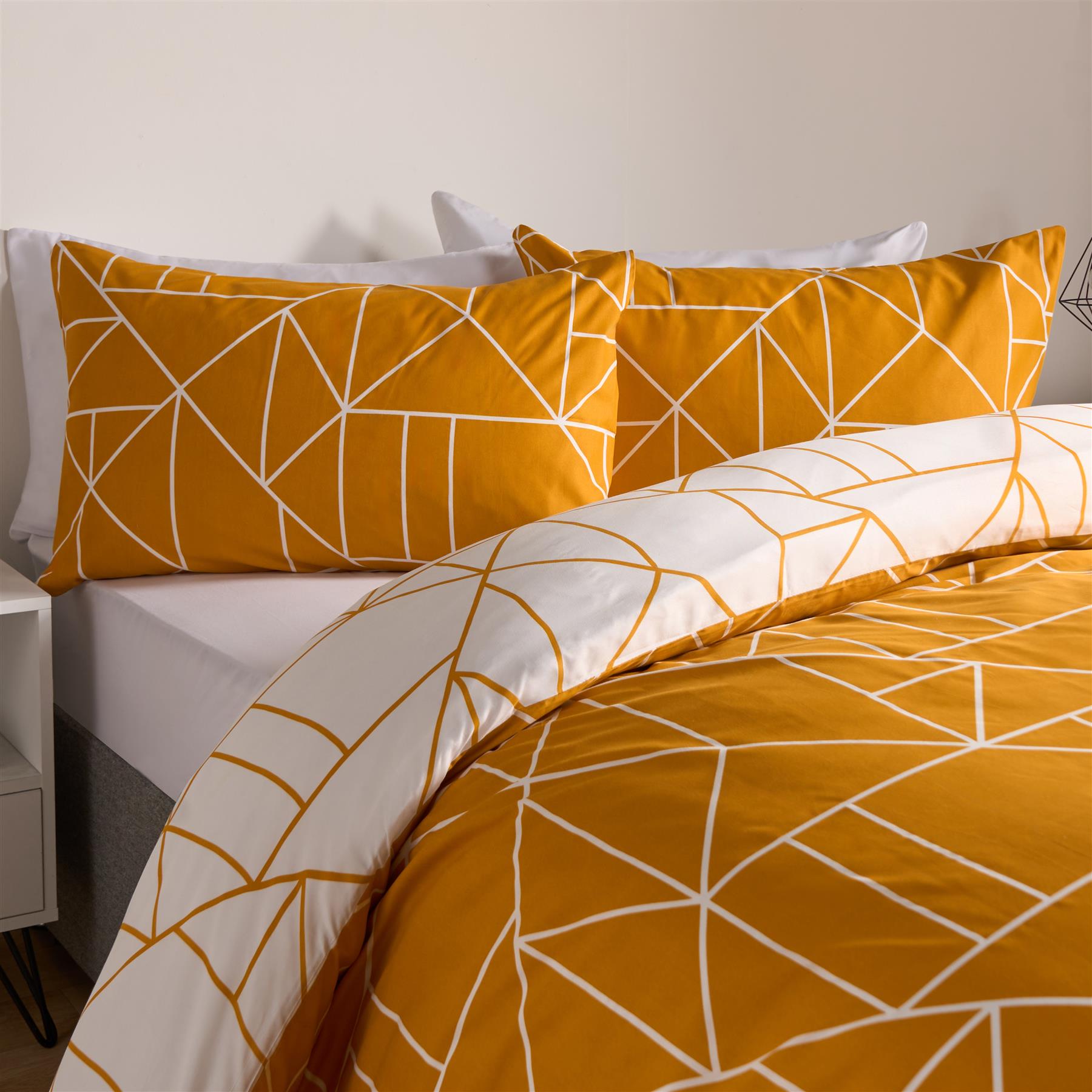 OHS Geometric Reversible Bedding Set Soft Quilt Duvet Cover with Pillowcase