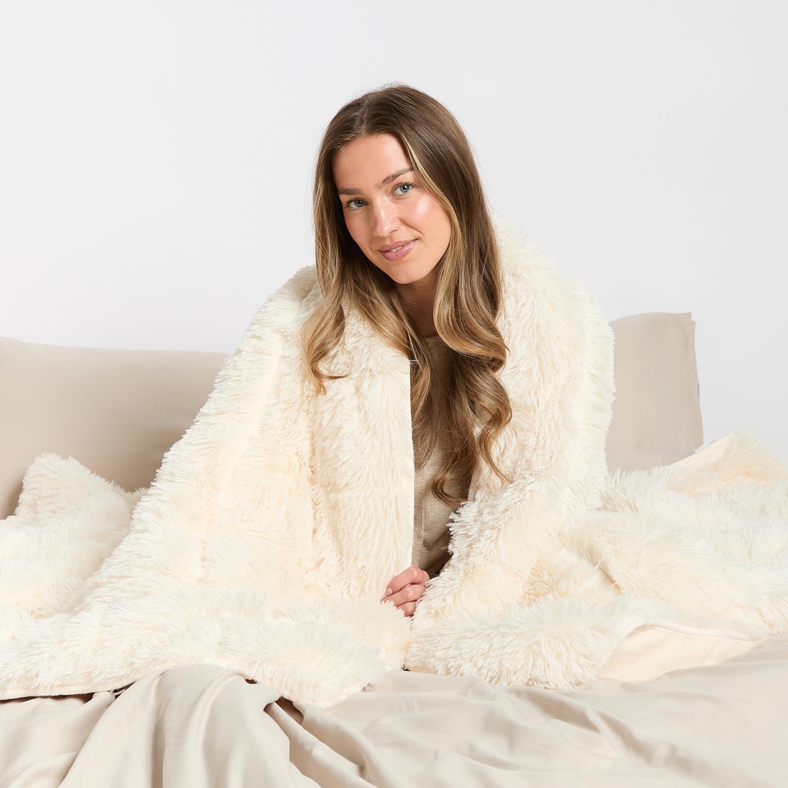 OHS Fluffy Fleece Weighted Blanket Sensory Adult Sleep Anxiety Soft Throw
