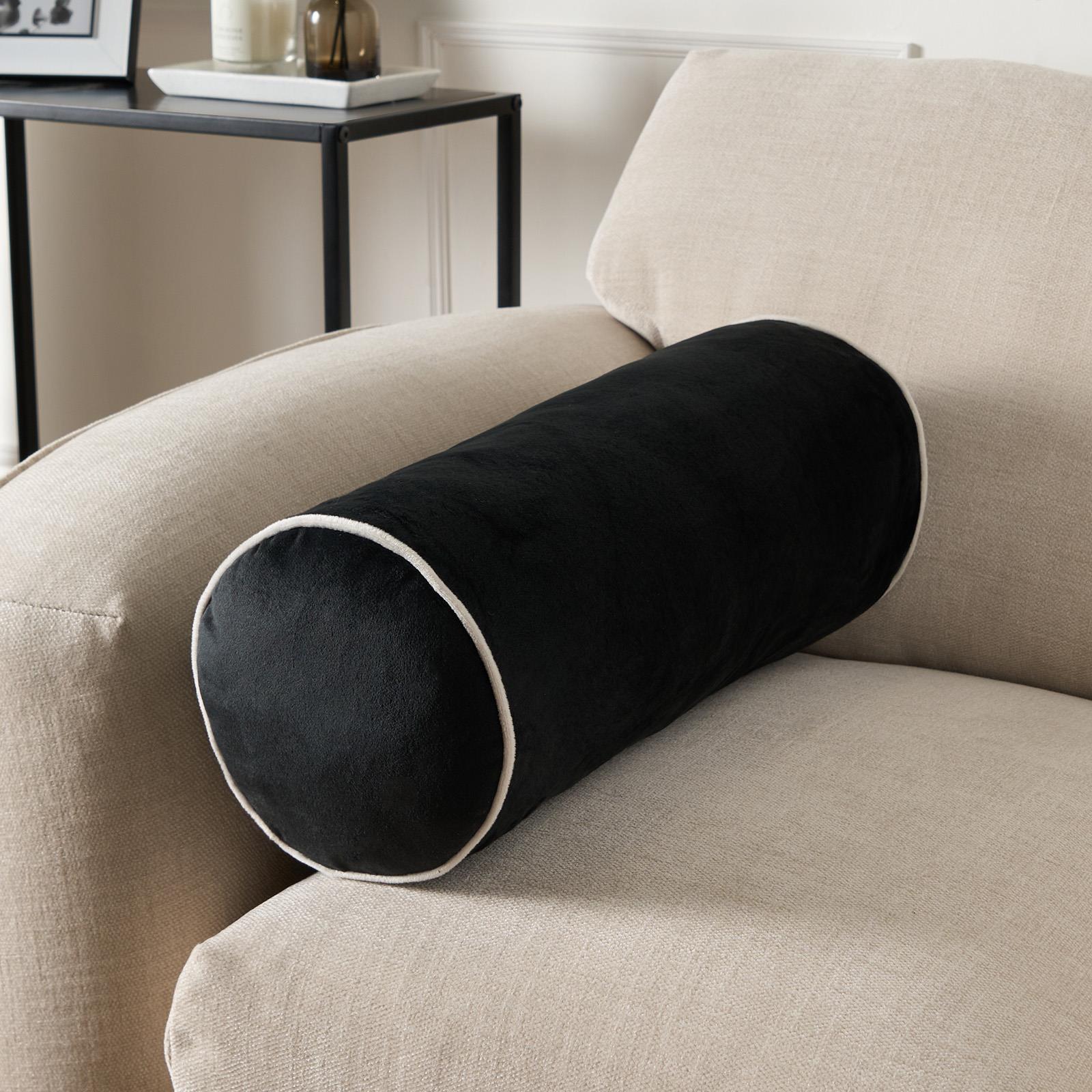 Bolster Cushion Matte Velvet Filled Bedroom Sofa Plump Decorative Scatter Pillow - Picture 2 of 25