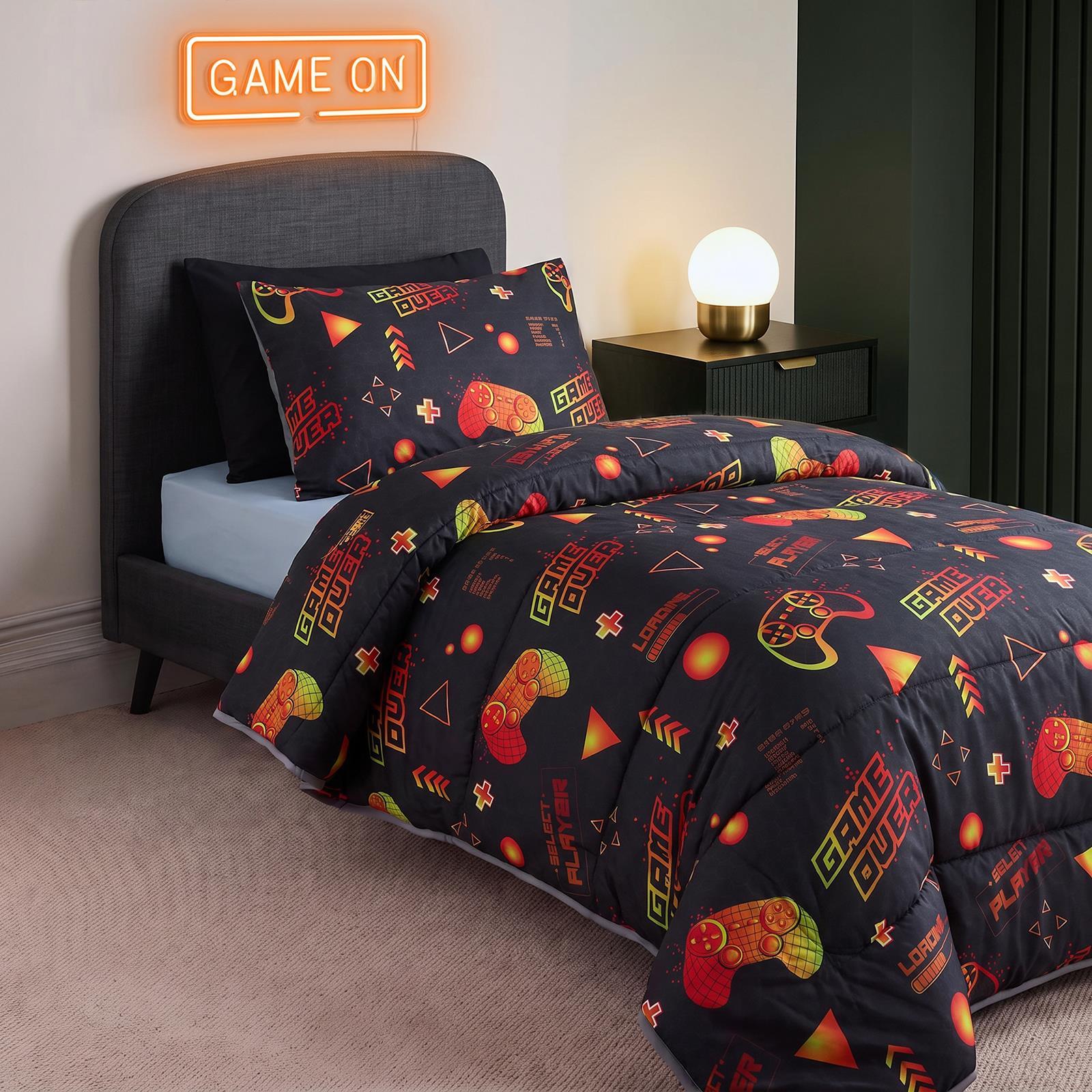 OHS Coverless 10.5 Tog Kids Gaming Duvet Pillowcase Quilt Bedding Set