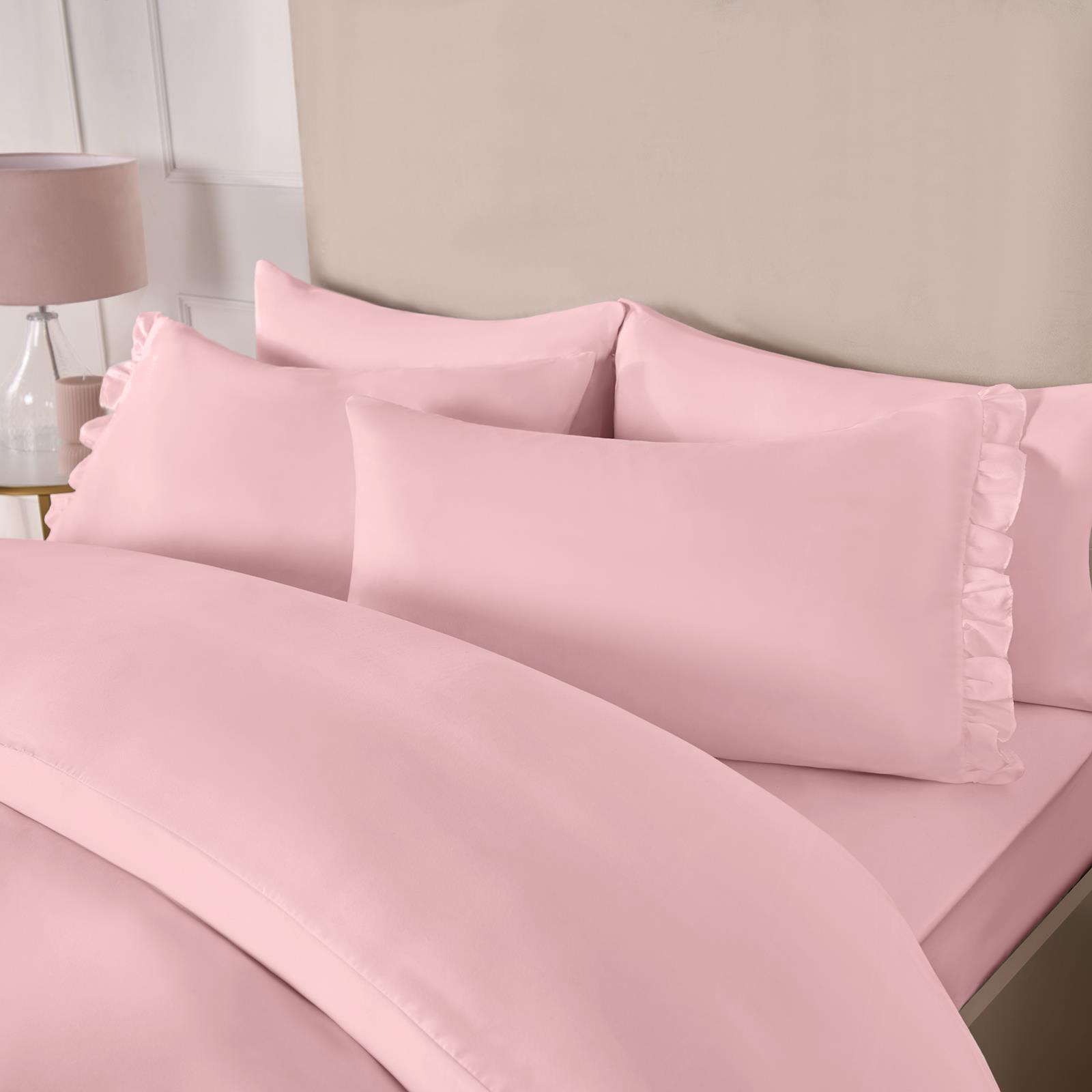 OHS Frill Edge Bedding Set Microfibre Decor Duvet Cover with Pillowcase