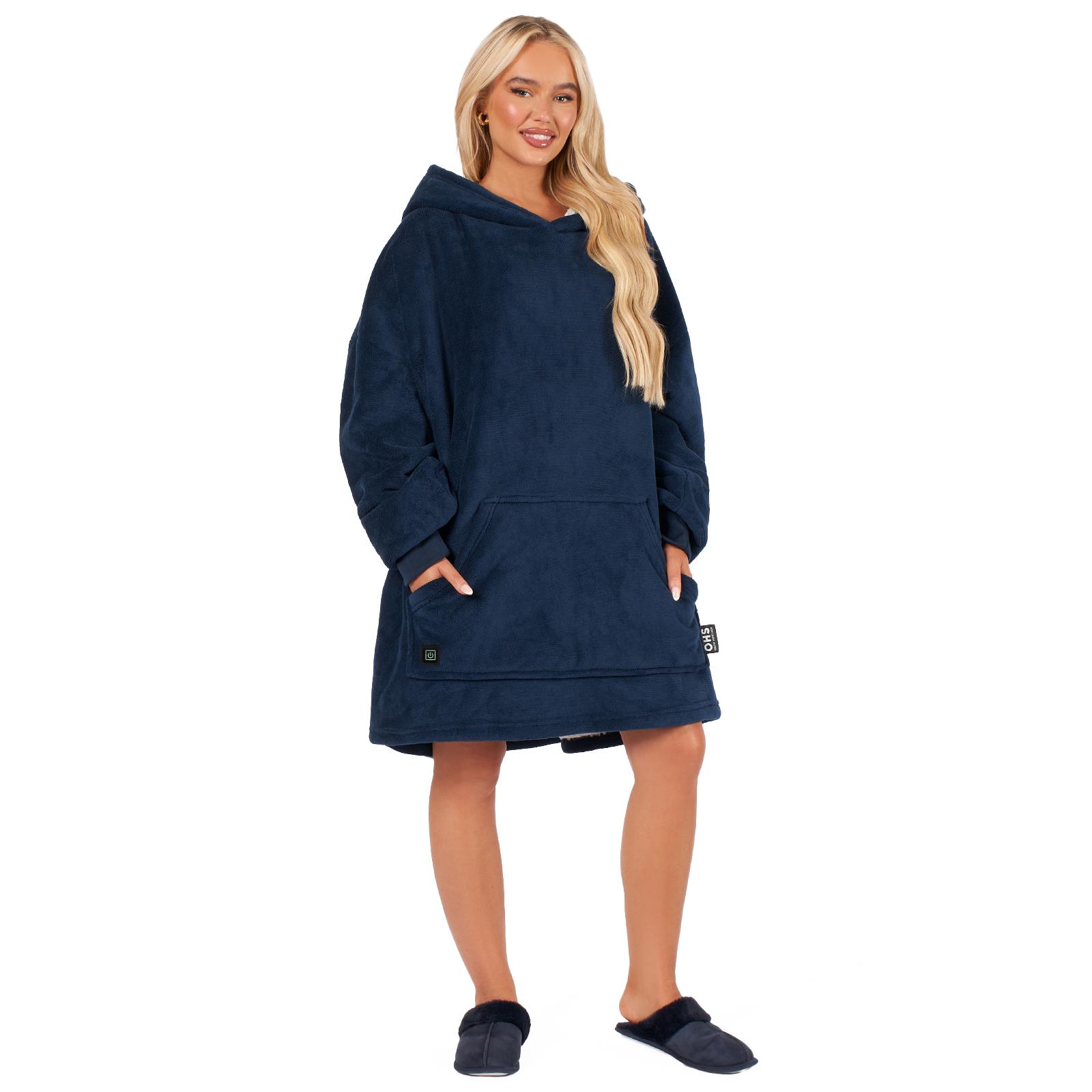 OHS Electric Heated Oversized Hoodie Blanket with Sleeves Wearable Sherpa Giant