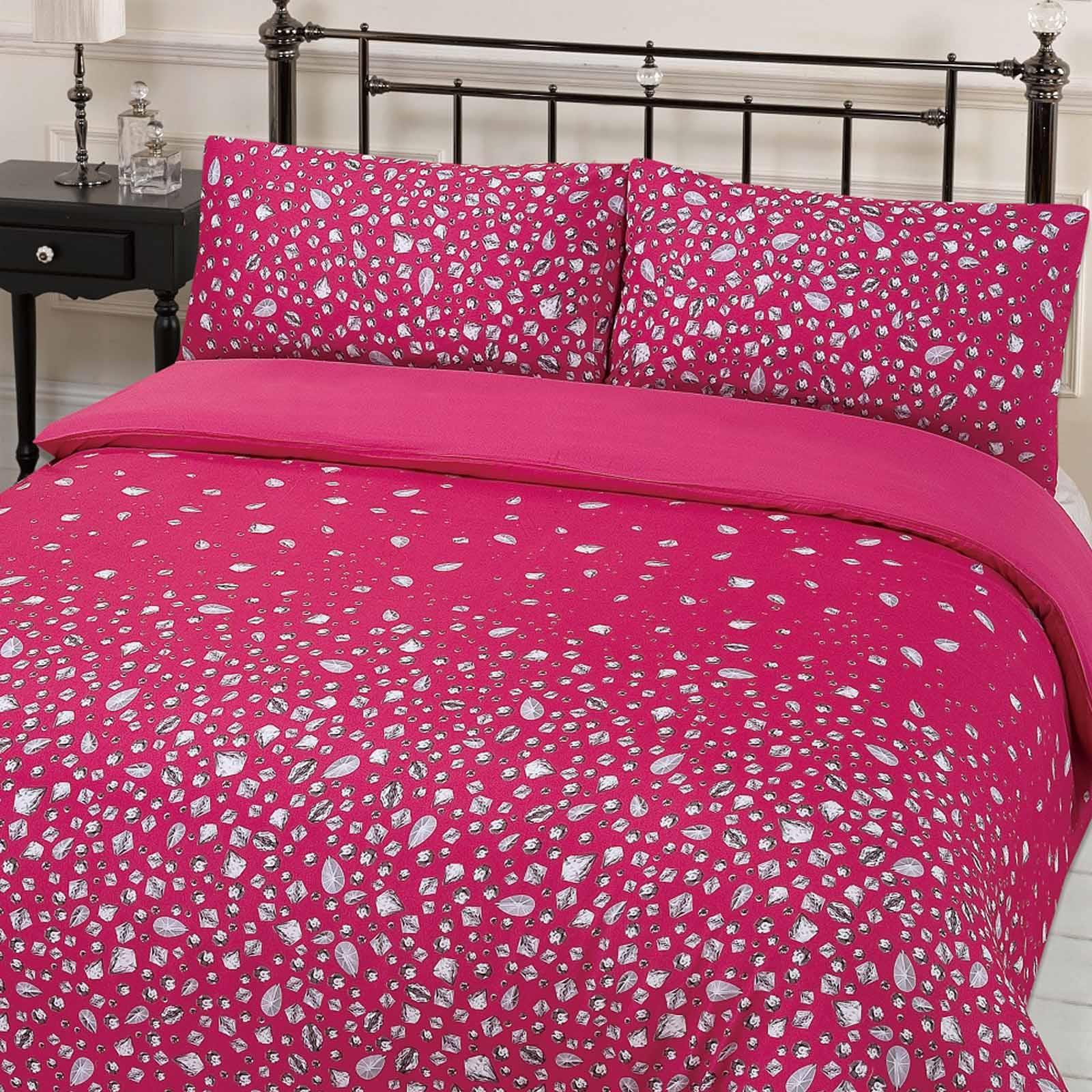 Duvet Quilt Cover with Pillow Case Bedding Set Glitz Print Black