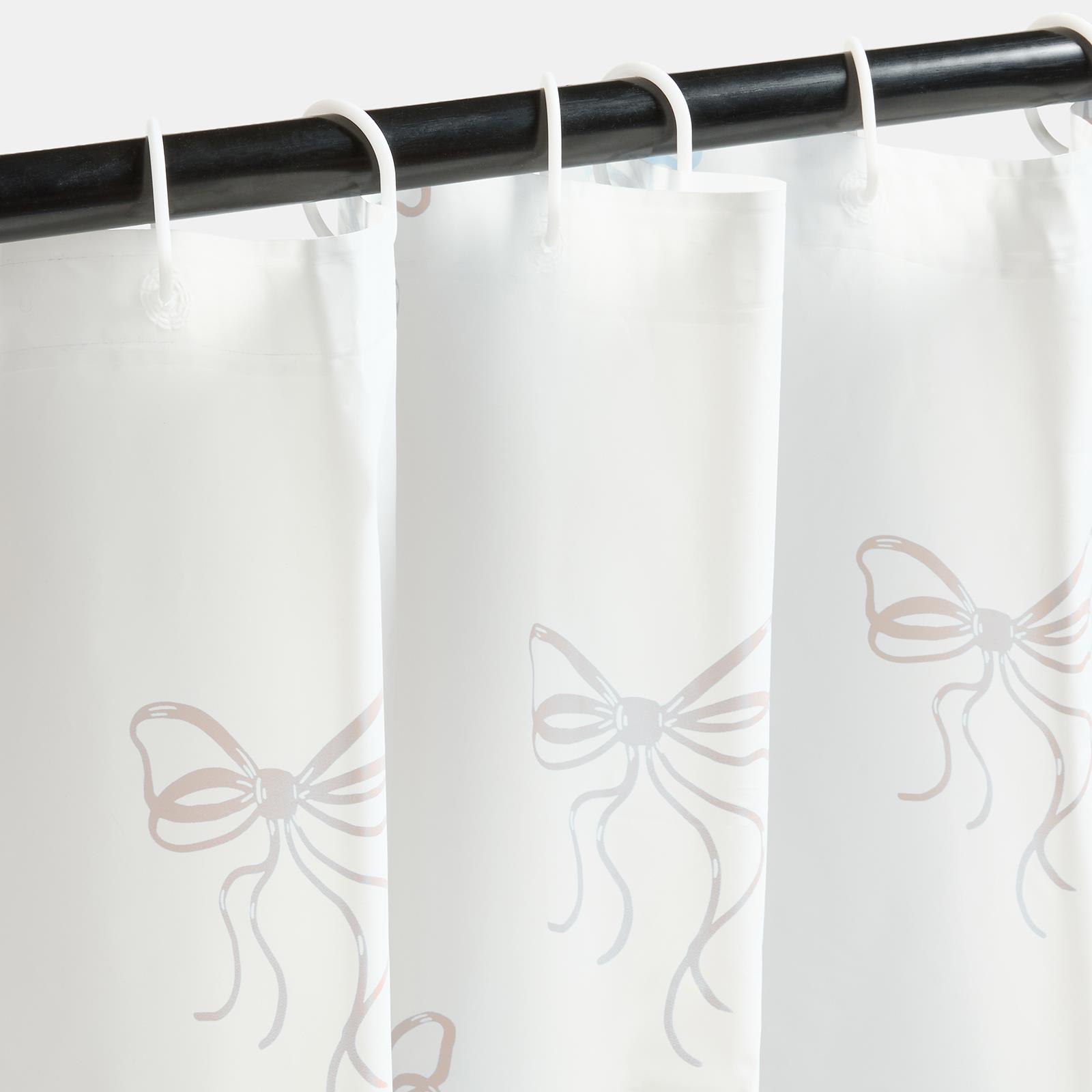 OHS Bows Shower Curtain with 12 Hooks Mould Proof Bathtub Curtains