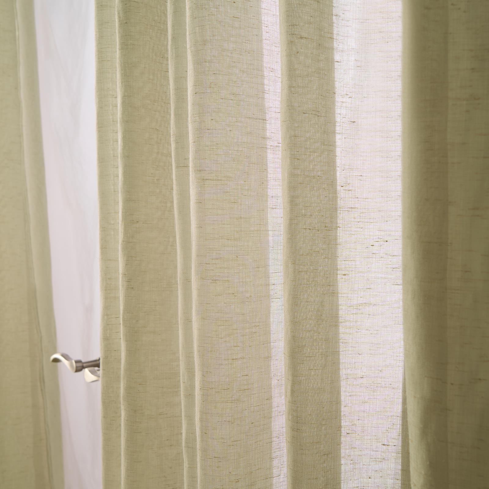 OHS Linen Look Voile Net Curtains 2 Panels Rod Slot Top Pair Home Set 55x87