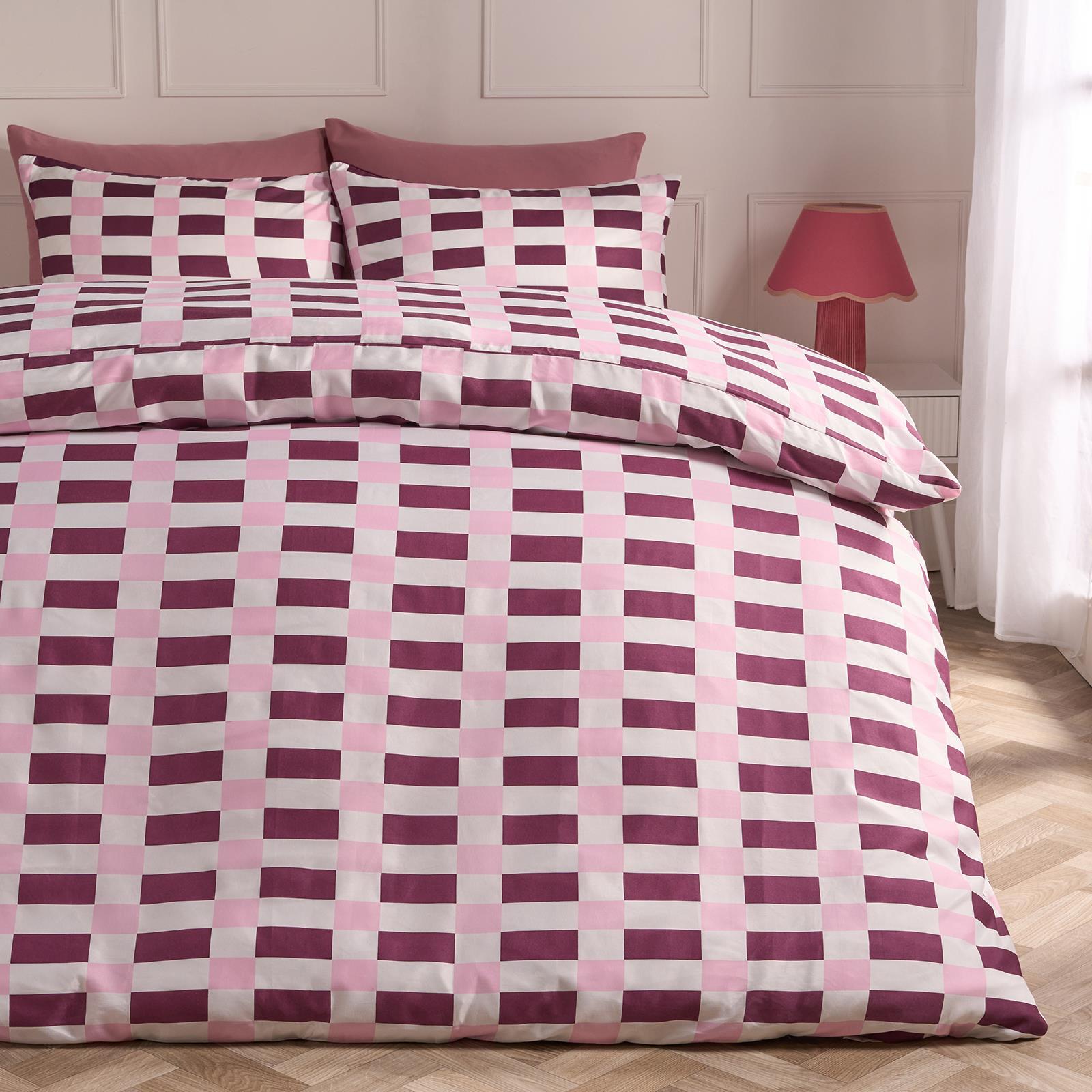 OHS Checkerboard Print Bedding Set Microfibre Duvet Cover with Pillowcase