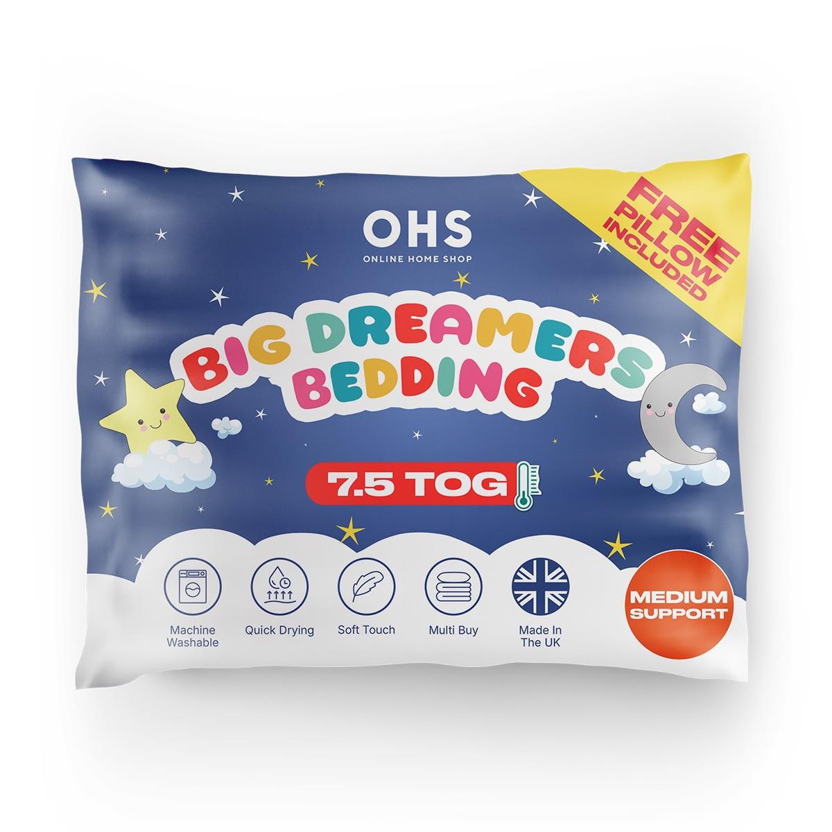 OHS Kids Duvet 7.5 Tog Filled Bedding with Pillow Toddler Quilt Set
