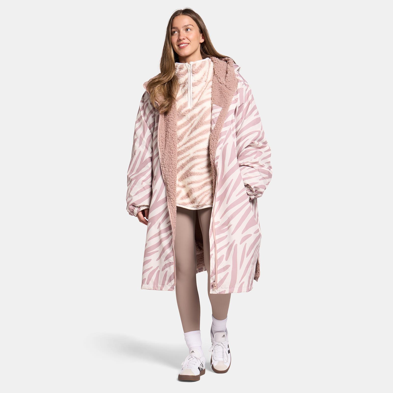 OHS Coat Drying Robe Animal Print Sherpa Lined Water Resistant Oversized