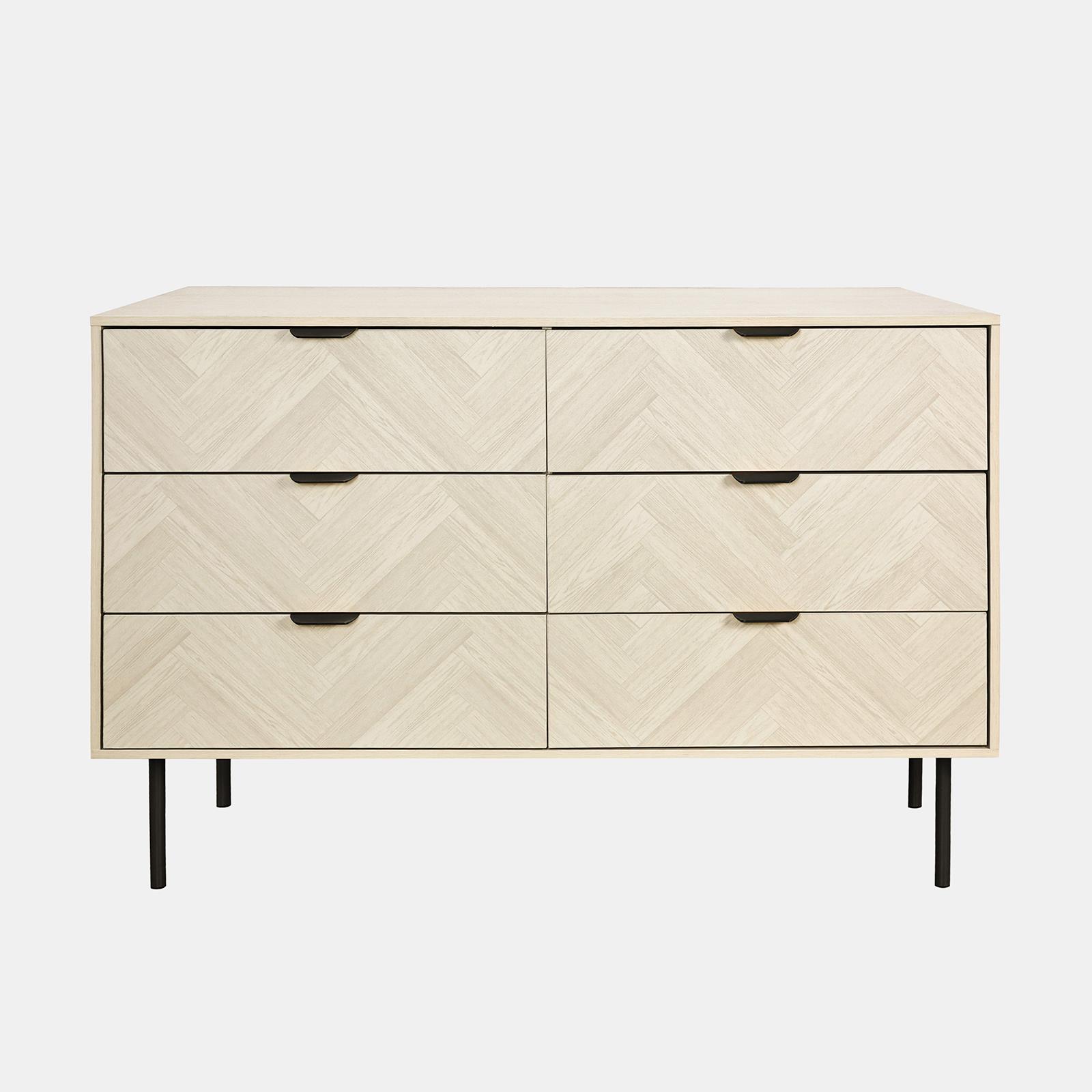 OHS Chevron Storage Unit Chest Engineered Wood 6 Drawer Cabinet Sideboard