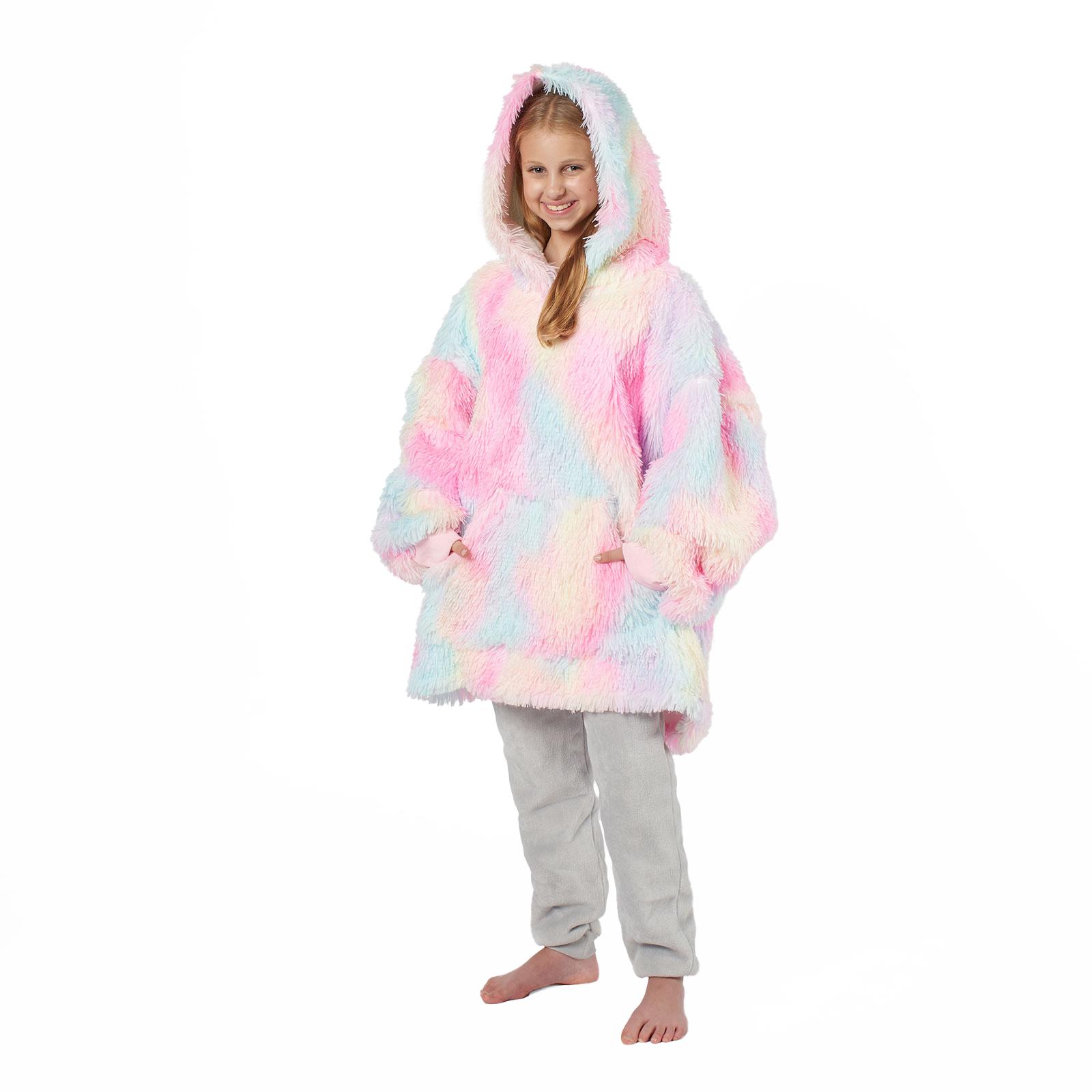 Kids Hoodie Blanket Oversized Sherpa Fleece Jumper Sweatshirt Soft Warm Throw - Picture 60 of 169