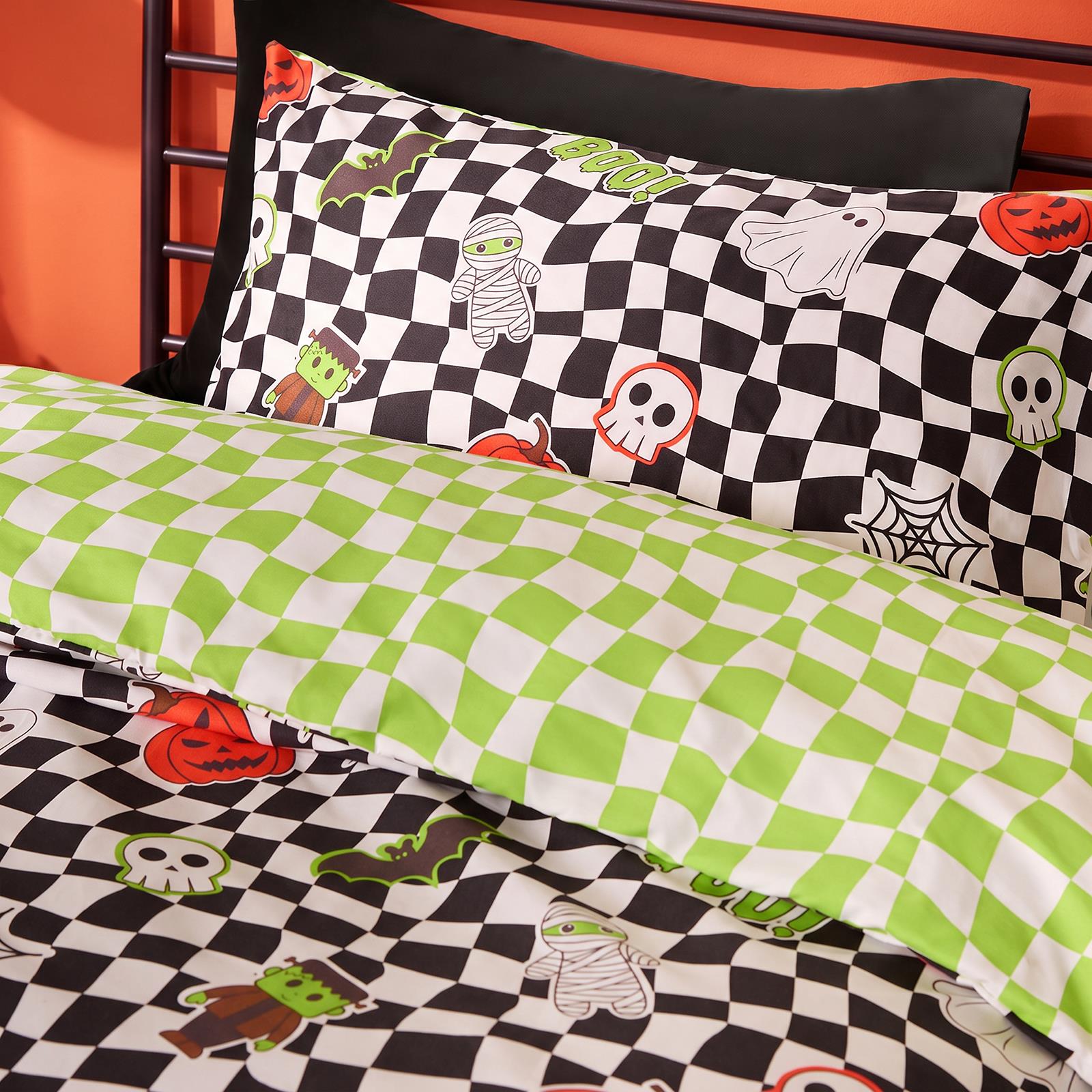 OHS Halloween Duvet Cover Pillowcase Bedding Set Kids Childrens Pumpkin Quilt