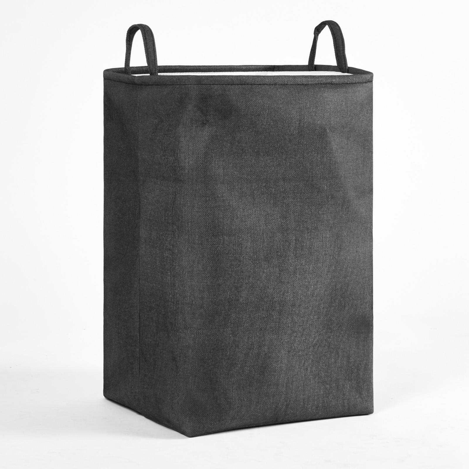 Laundry Basket Bag Foldable Drawstring Clothes Bin Organiser Faux Linen Handles