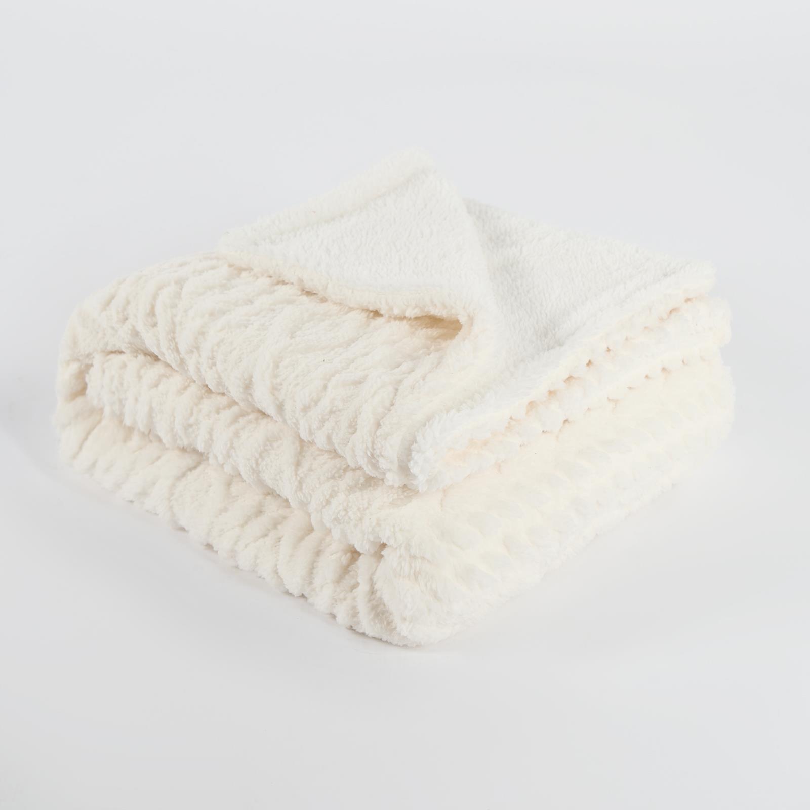 OHS Cable Knit Blanket Sherpa Fleece Sofa Plush Soft Warm Throw Over Bed Chair