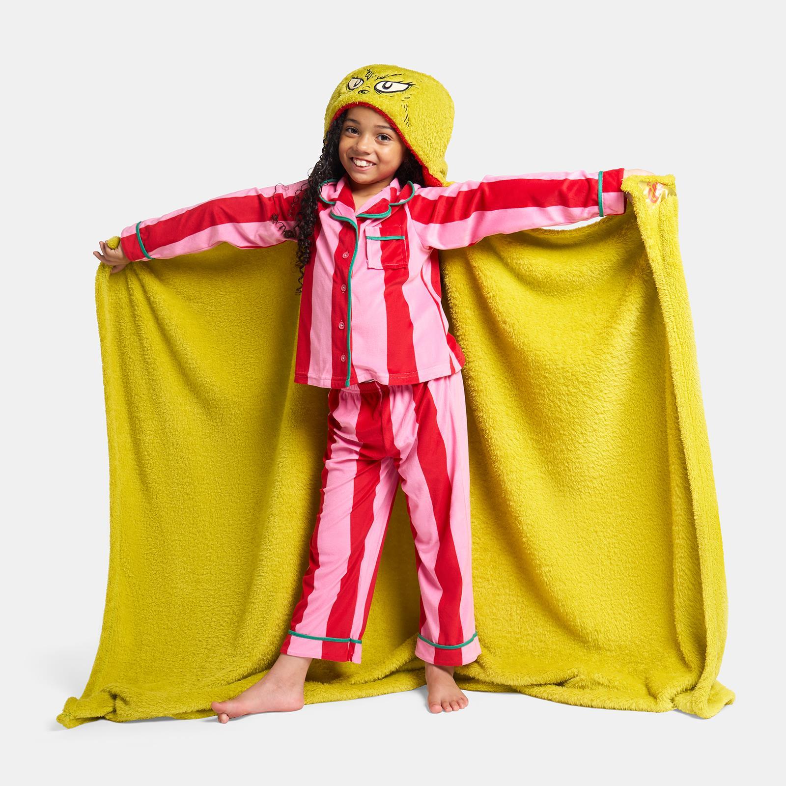 OHS x Grinch Throw Xmas Soft Fleece Novelty Hooded Blanket Thermal Bedspread