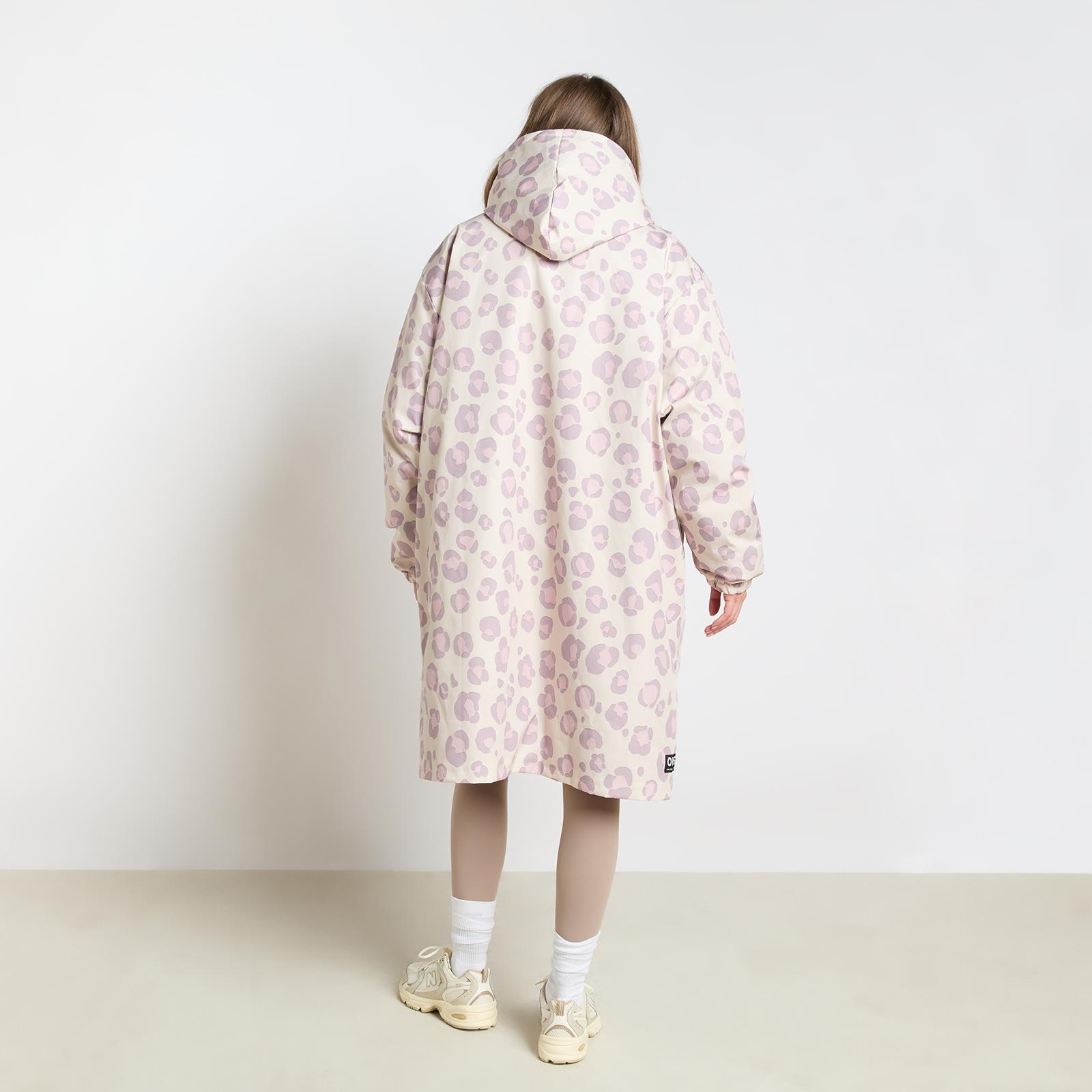 OHS Coat Drying Robe Animal Print Sherpa Lined Water Resistant Oversized