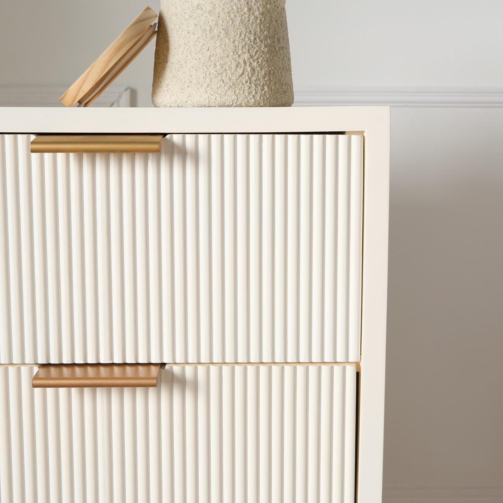 Ribbed Bedside Table Modern Bedroom 3/4 Draw Office Nightstand Living Room Unit - Picture 13 of 71
