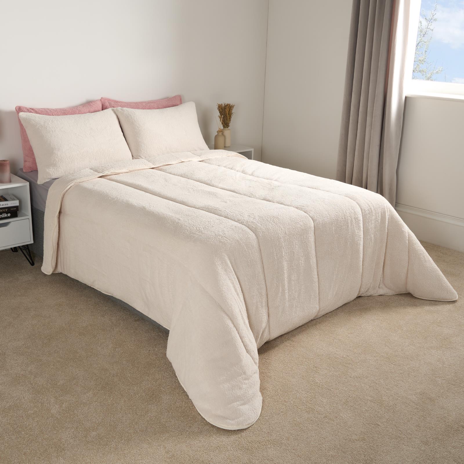 Teddy Fleece Coverless Duvet 10.5 TOG Pillowcase Bedding Set Single Double King - Picture 16 of 25