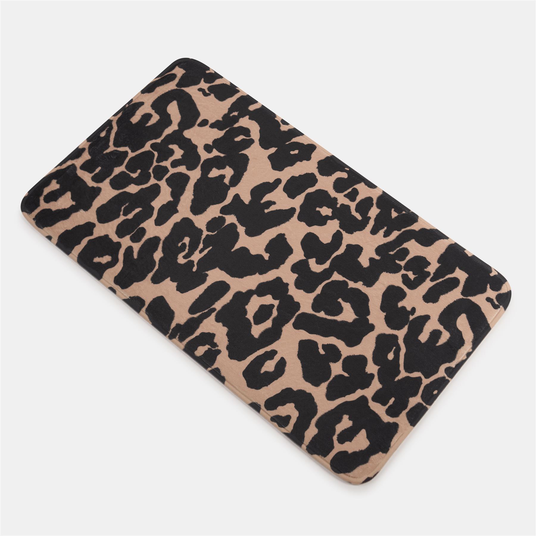 Leopard Bath Mat Cushioned Non Slip Shower Bathroom Mat Rug Soft Absorbent