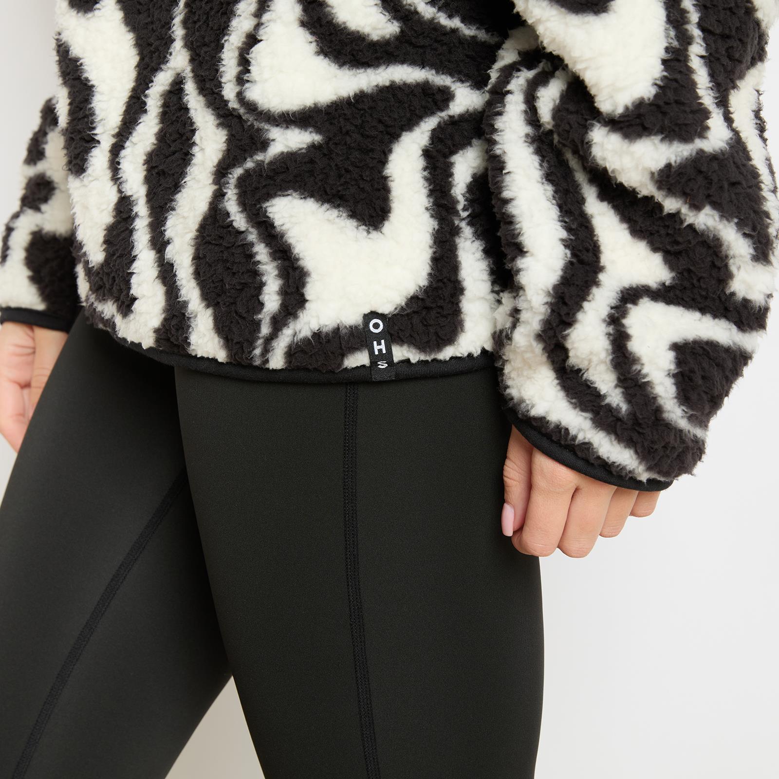 OHS Print Teddy Fleece Half Zip Jumper Womens Pullover Sweatshirt Long Sleeve