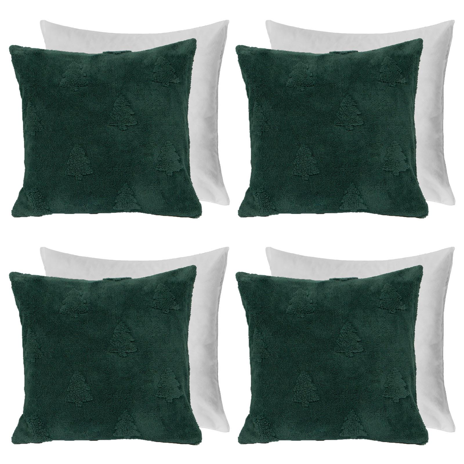 Winter Tree Cushion Covers 2/4 Sherpa Fleece Filled Plump Pads Christmas Home